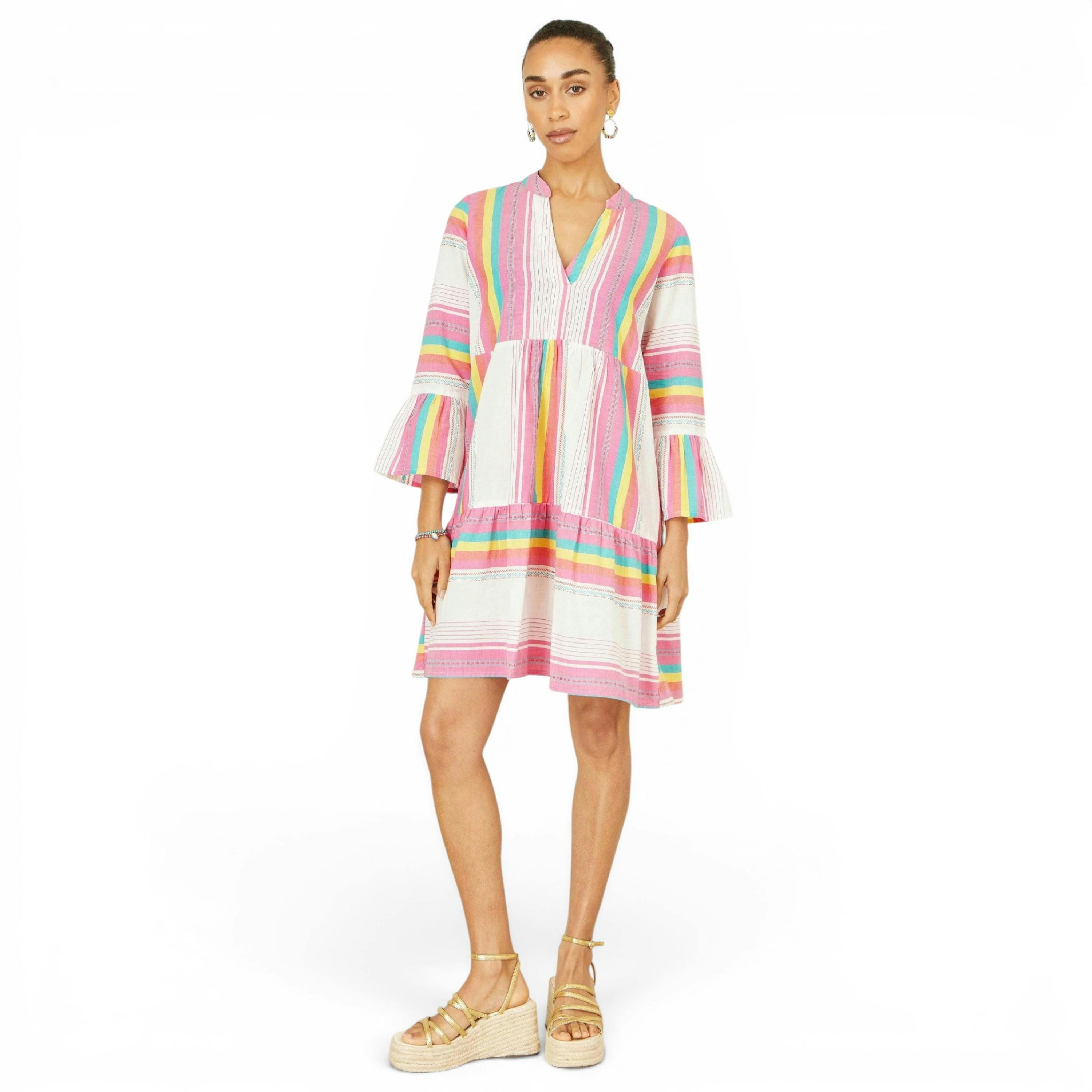 Yumi Multicolour Cotton Stripe Tunic , view 3 of 6