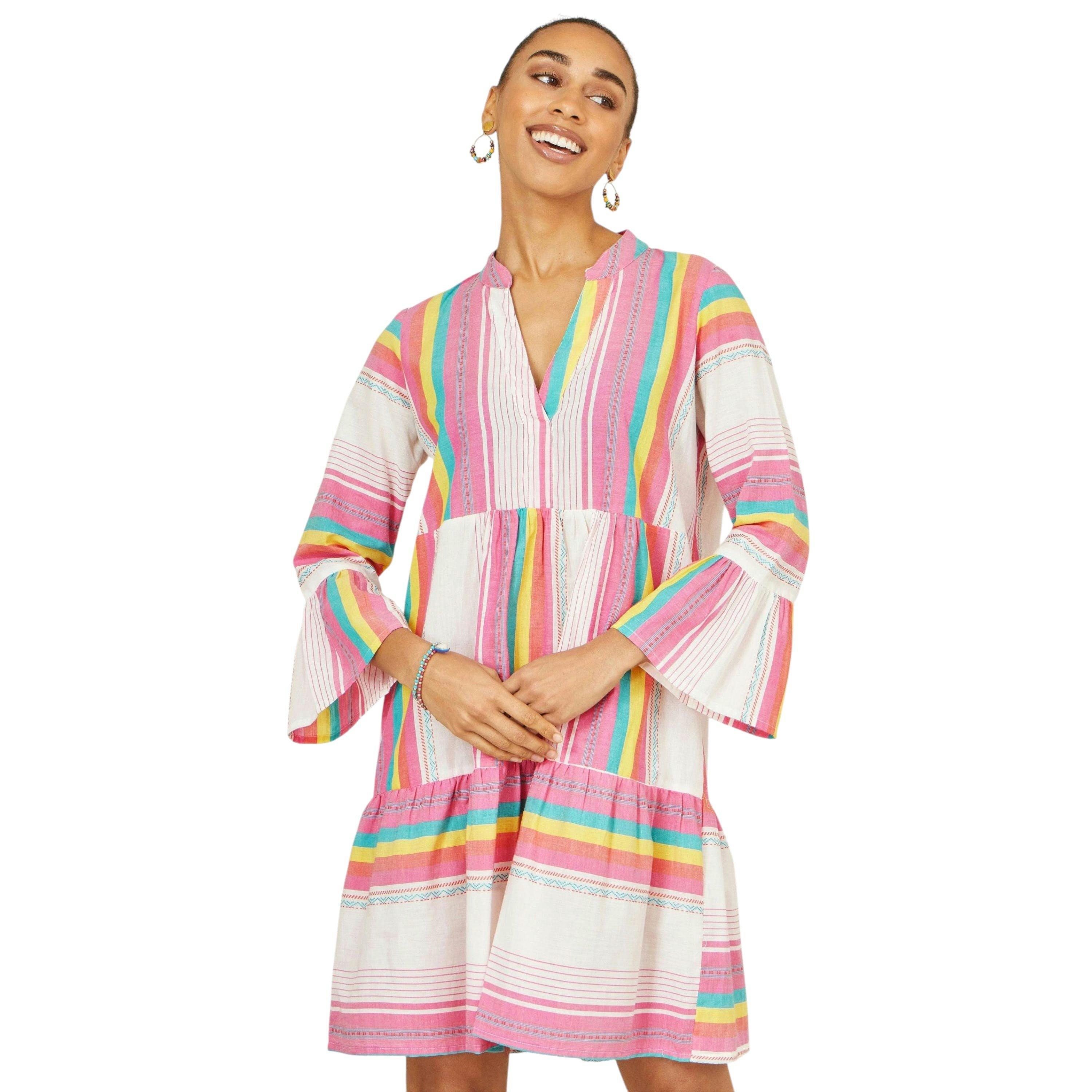 Yumi Multicolour Cotton Stripe Tunic , view 5 of 6