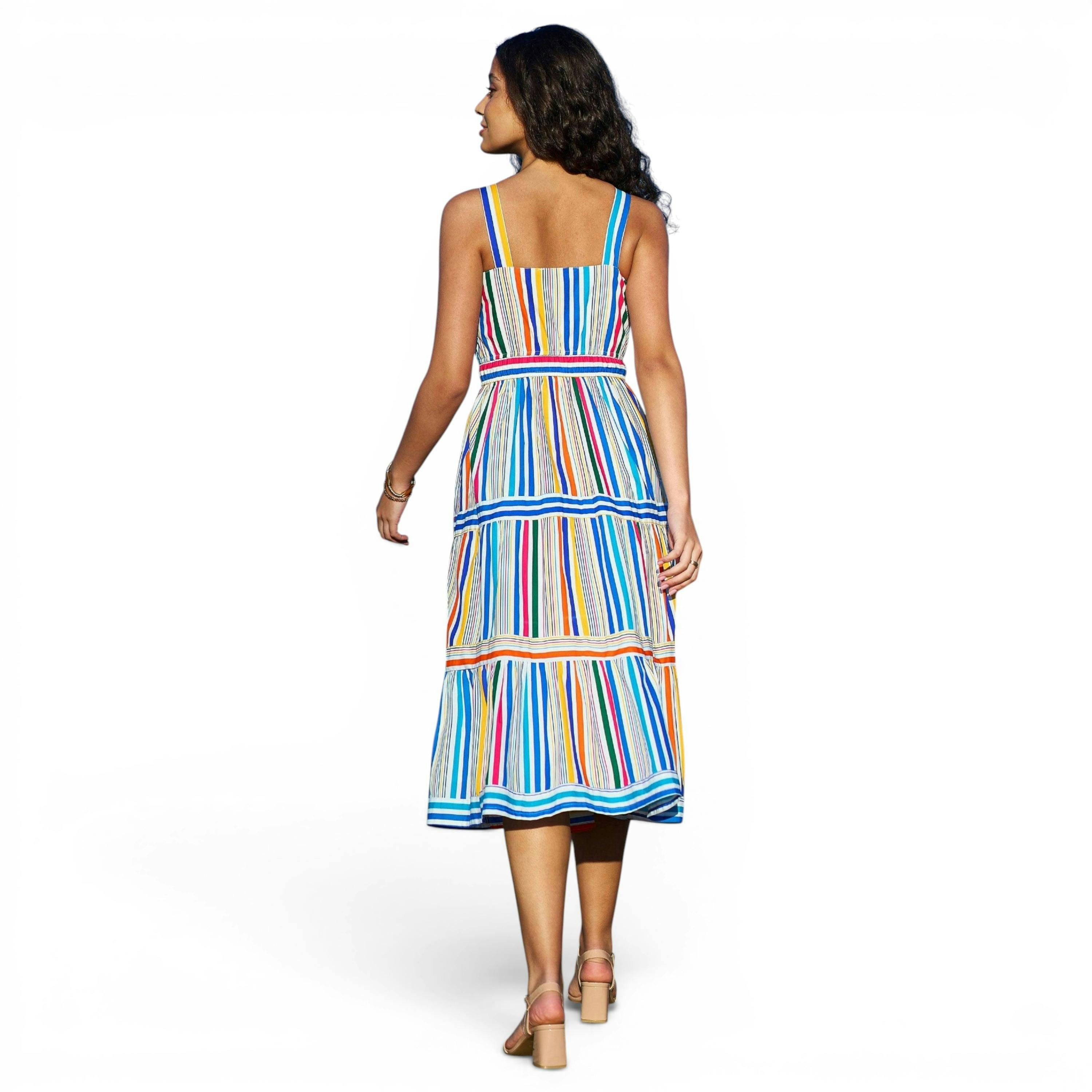 Yumi Multicolour Stripe Cotton Midi Sun Dress , view 5 of 6