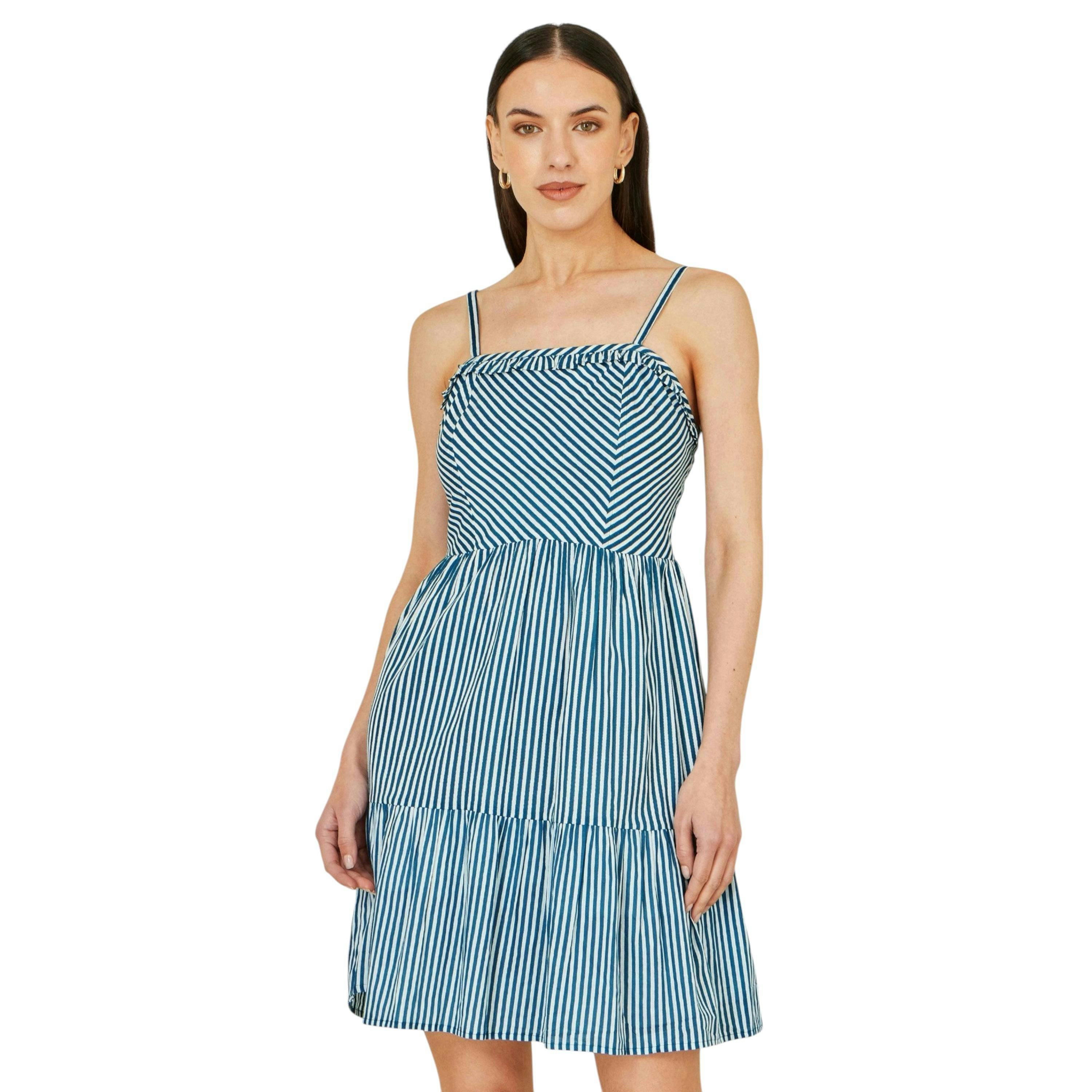 Yumi Blue Stripe Cotton Mini Sun Dress , view 1 of 6