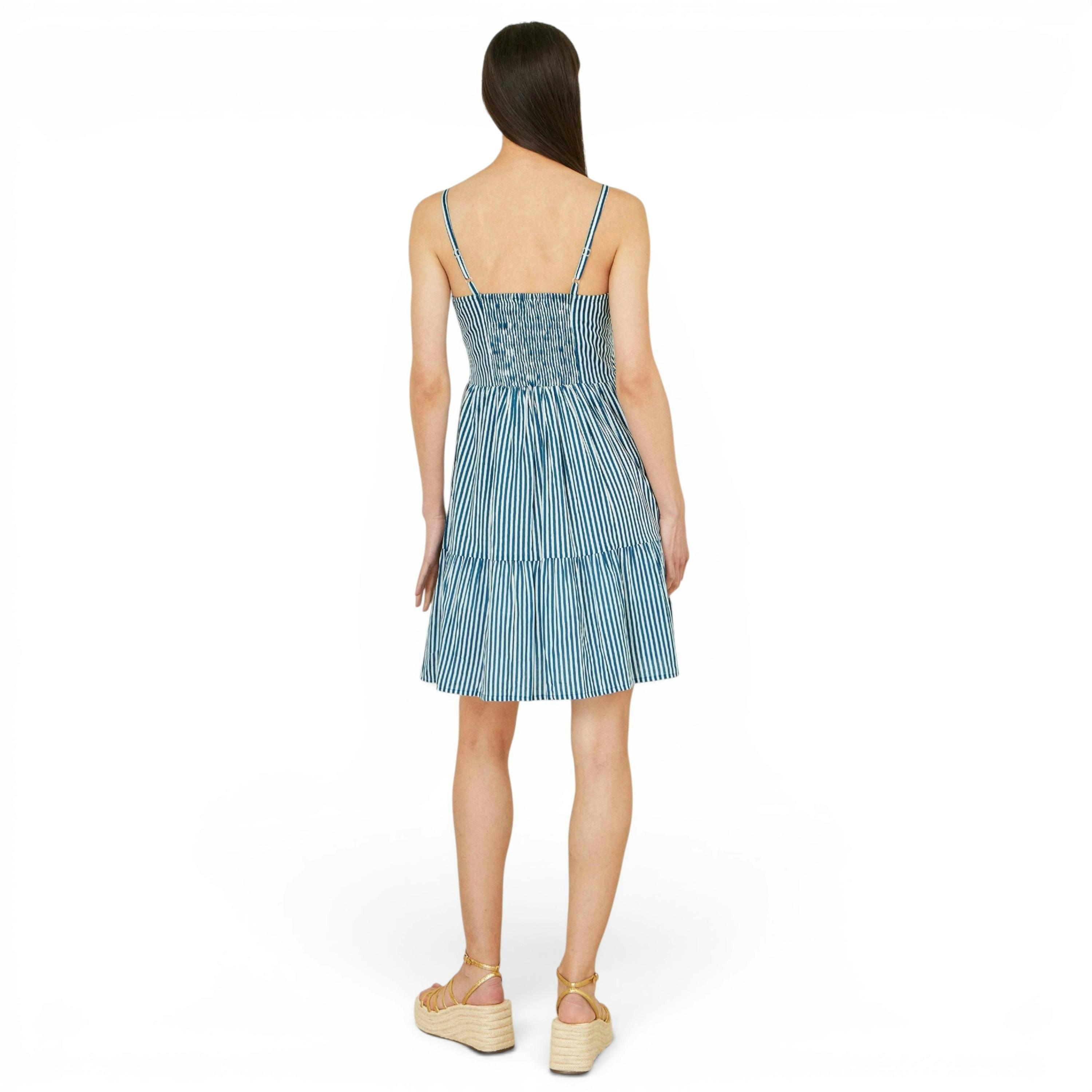 Yumi Blue Stripe Cotton Mini Sun Dress , view 4 of 6