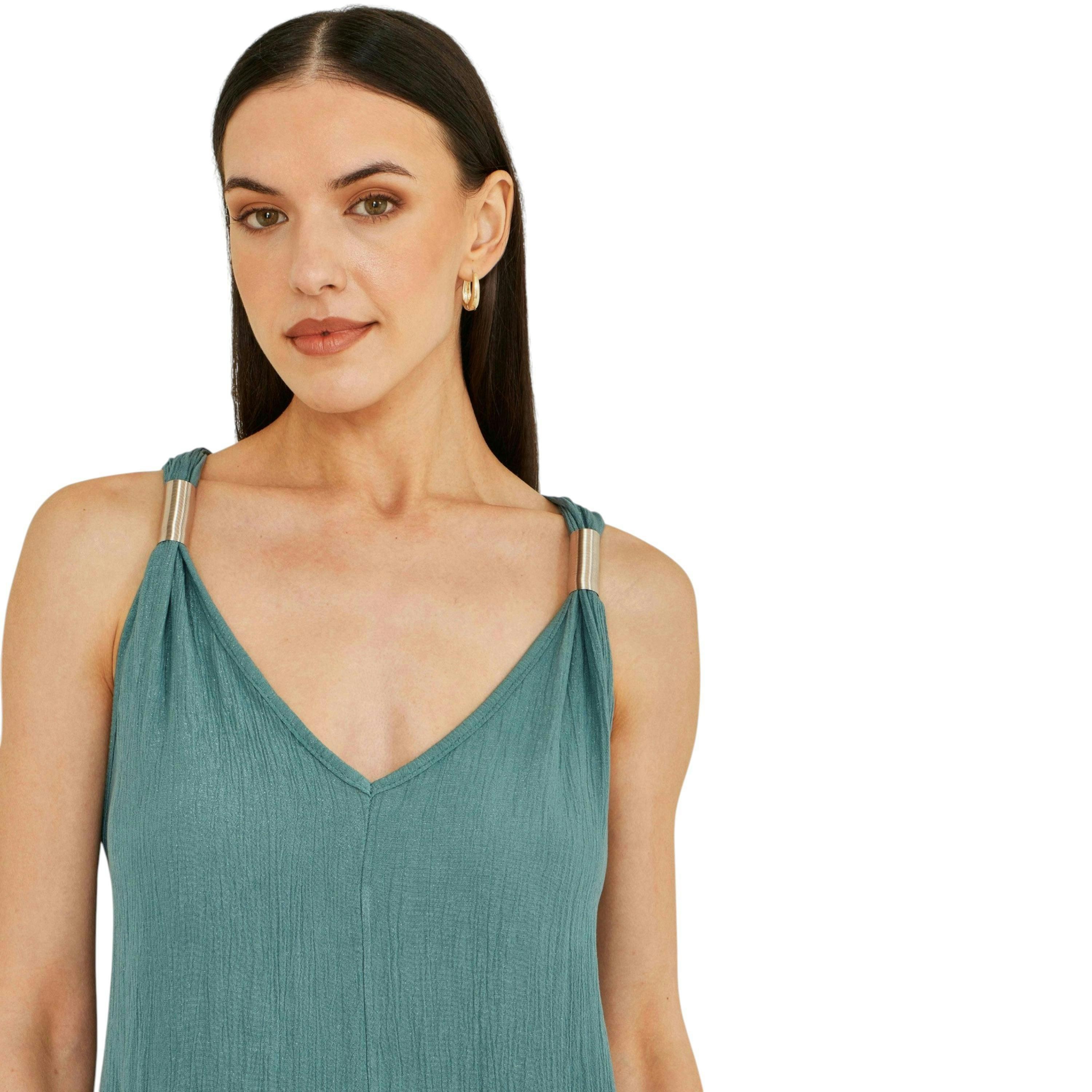 Yumi Green Viscose Maxi Beach Dress , view 4 of 6