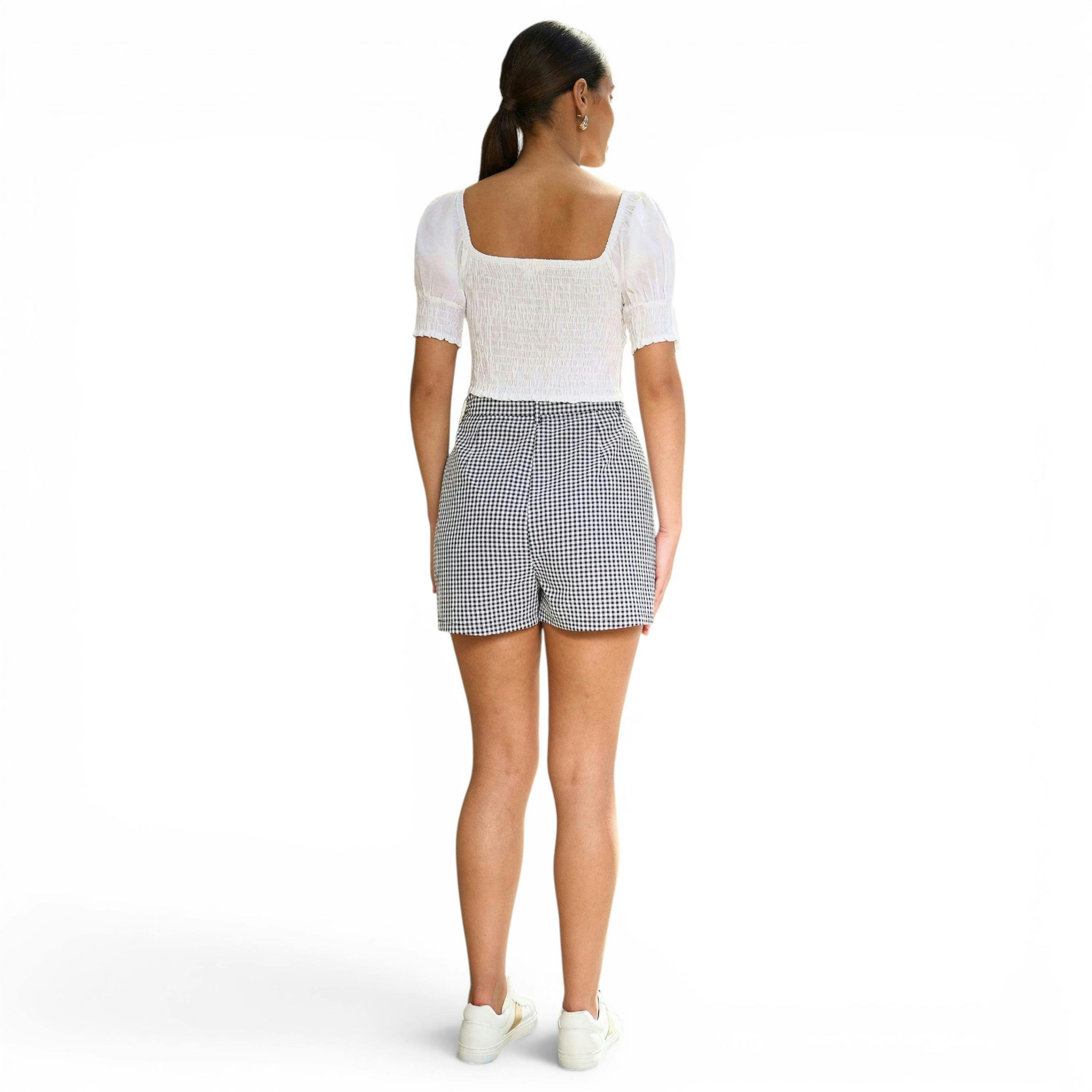 Yumi White Cotton Shirring Puff Sleeve Top , view 5 of 6