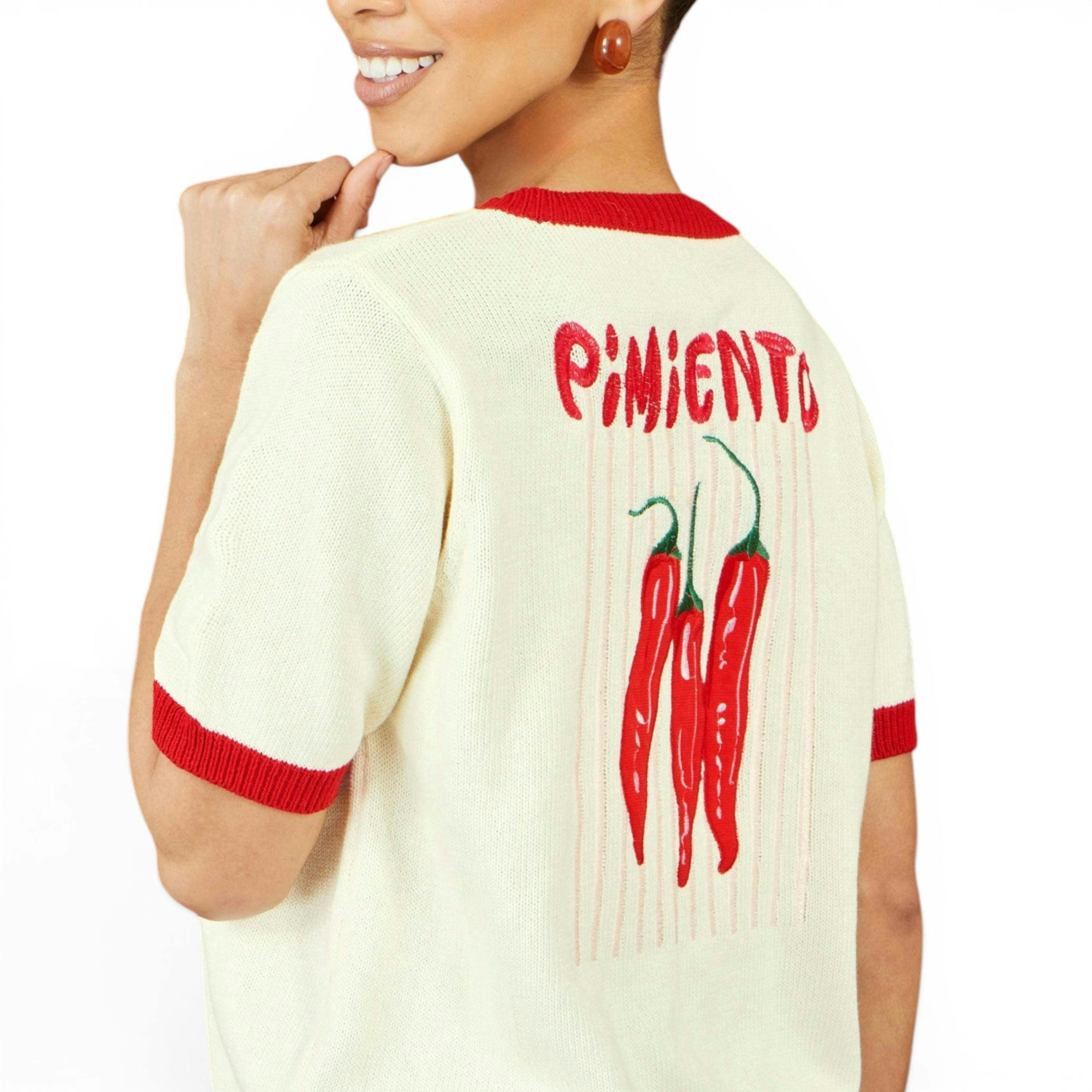 Yumi Ivory Chilli Cotton Knitted Top , view 2 of 6