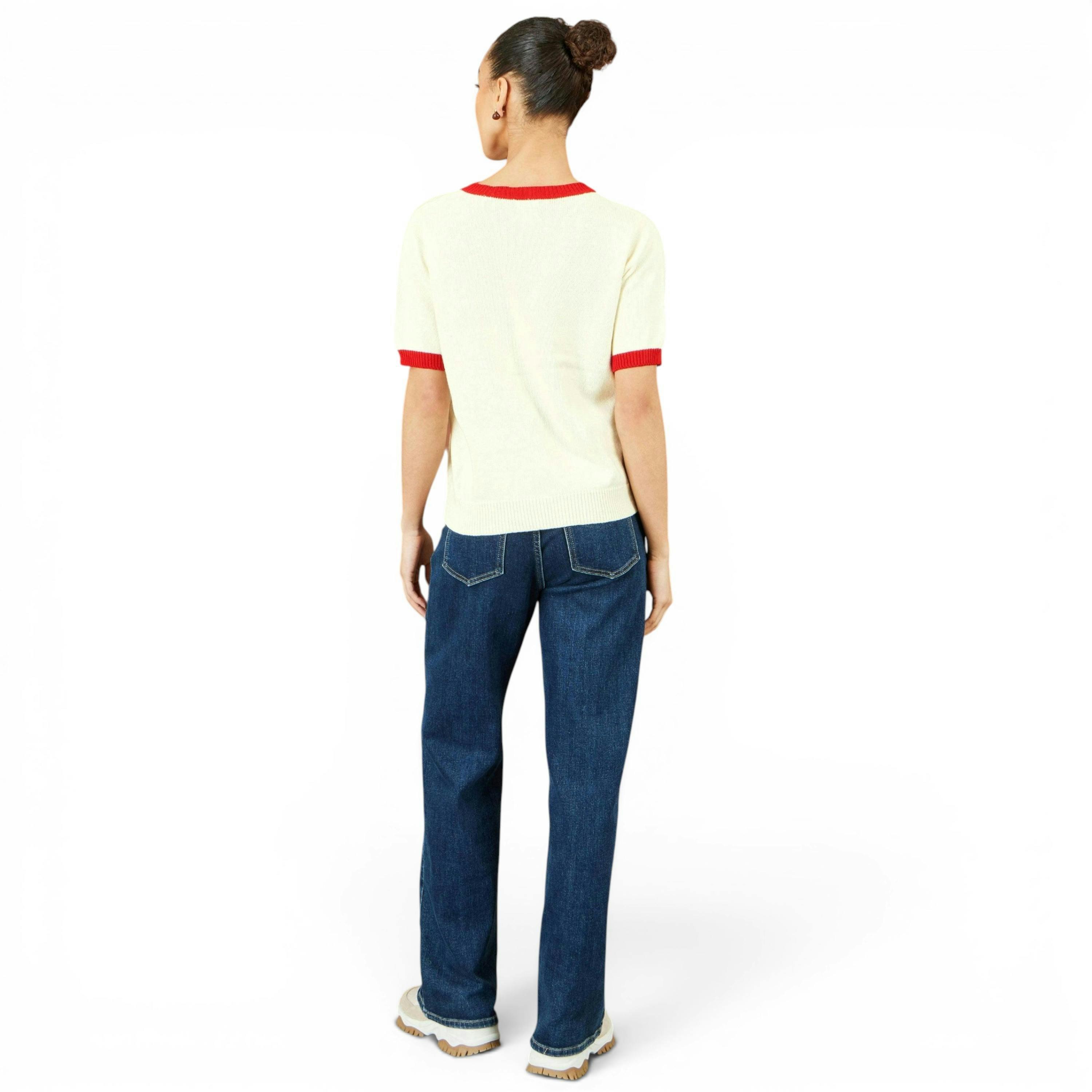 Yumi Ivory Cherry Cotton Knitted Top , view 4 of 6
