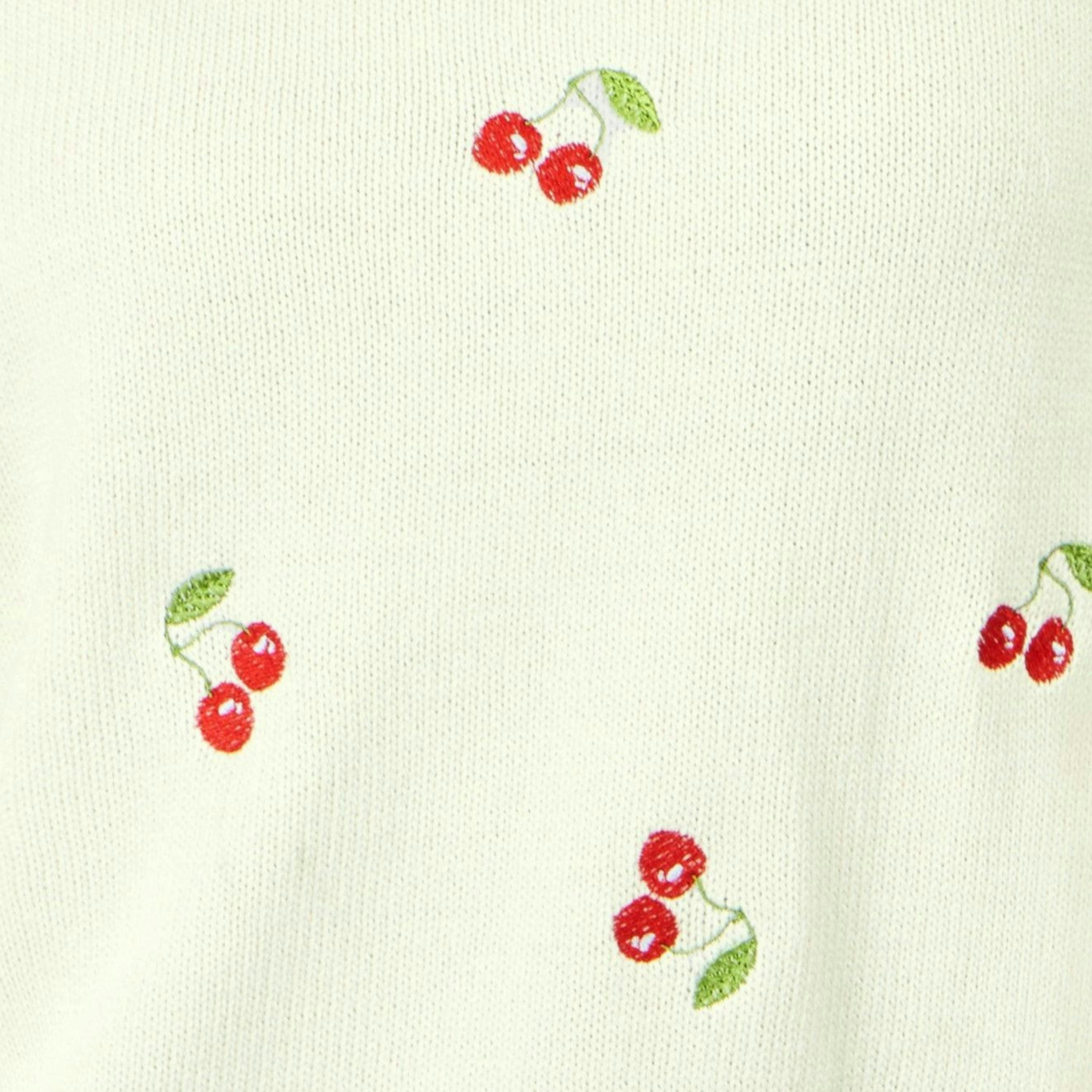 Yumi Ivory Cherry Cotton Knitted Top , view 6 of 6