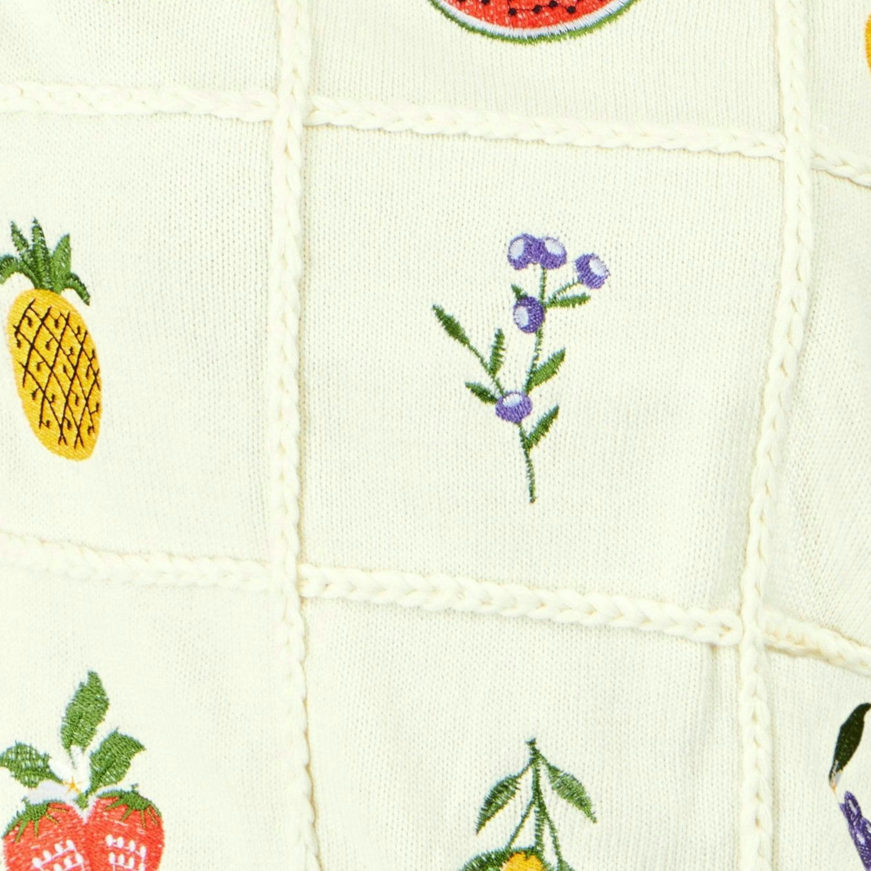 Yumi Ivory Fruit Cotton Knitted Top , view 6 of 6