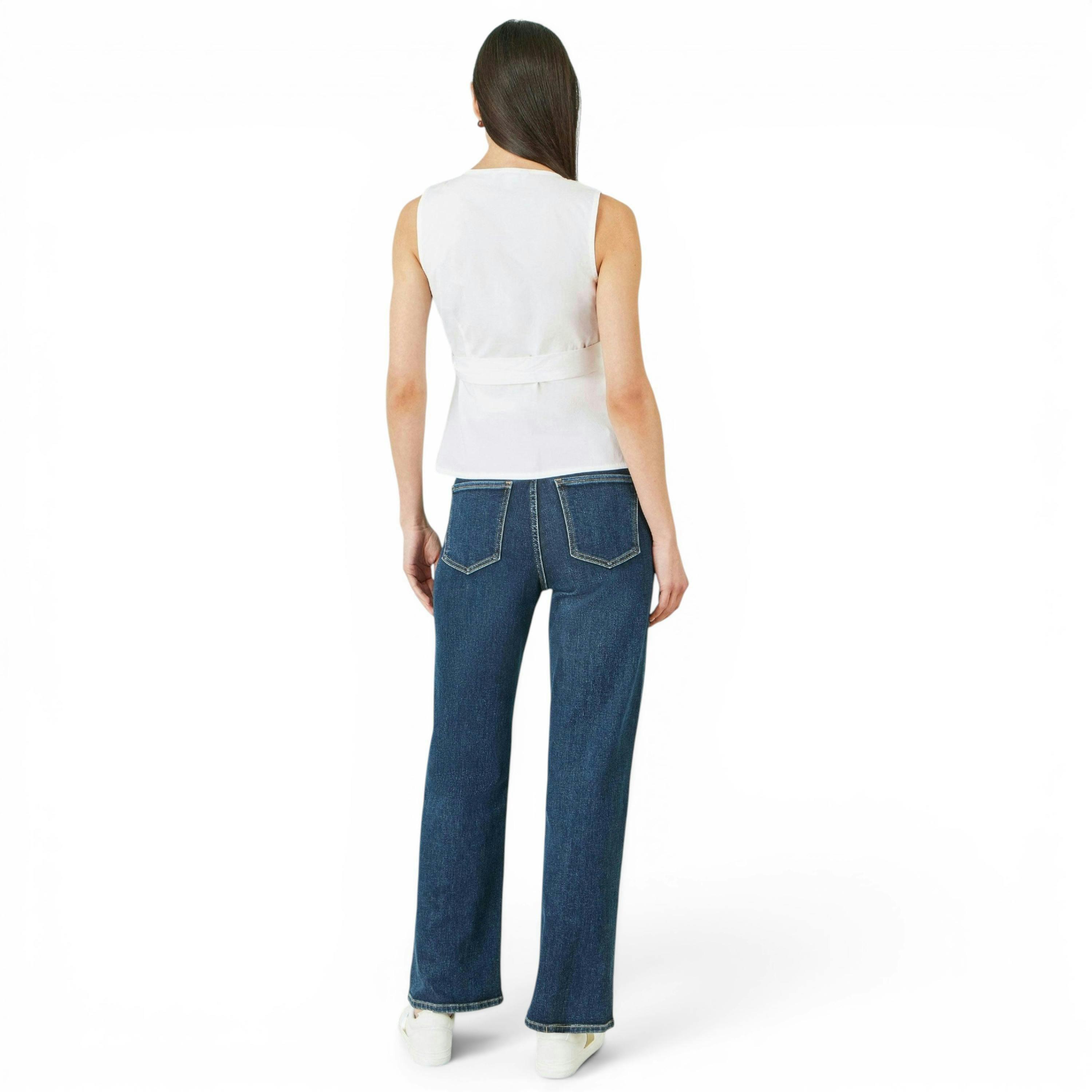 Yumi White Stretch Cotton Embroidered Wrap Top , view 4 of 6