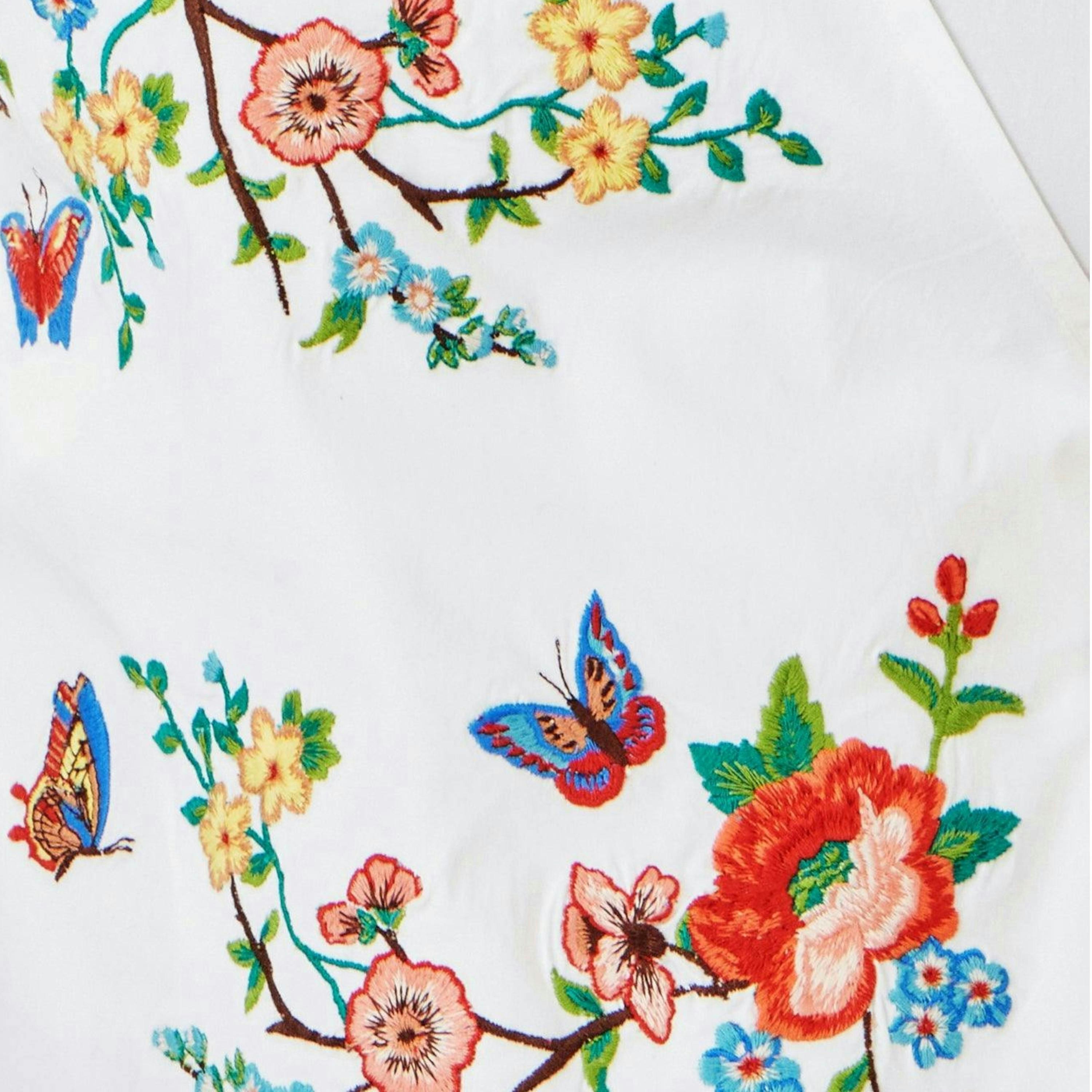 Yumi White Stretch Cotton Embroidered Wrap Top , view 6 of 6
