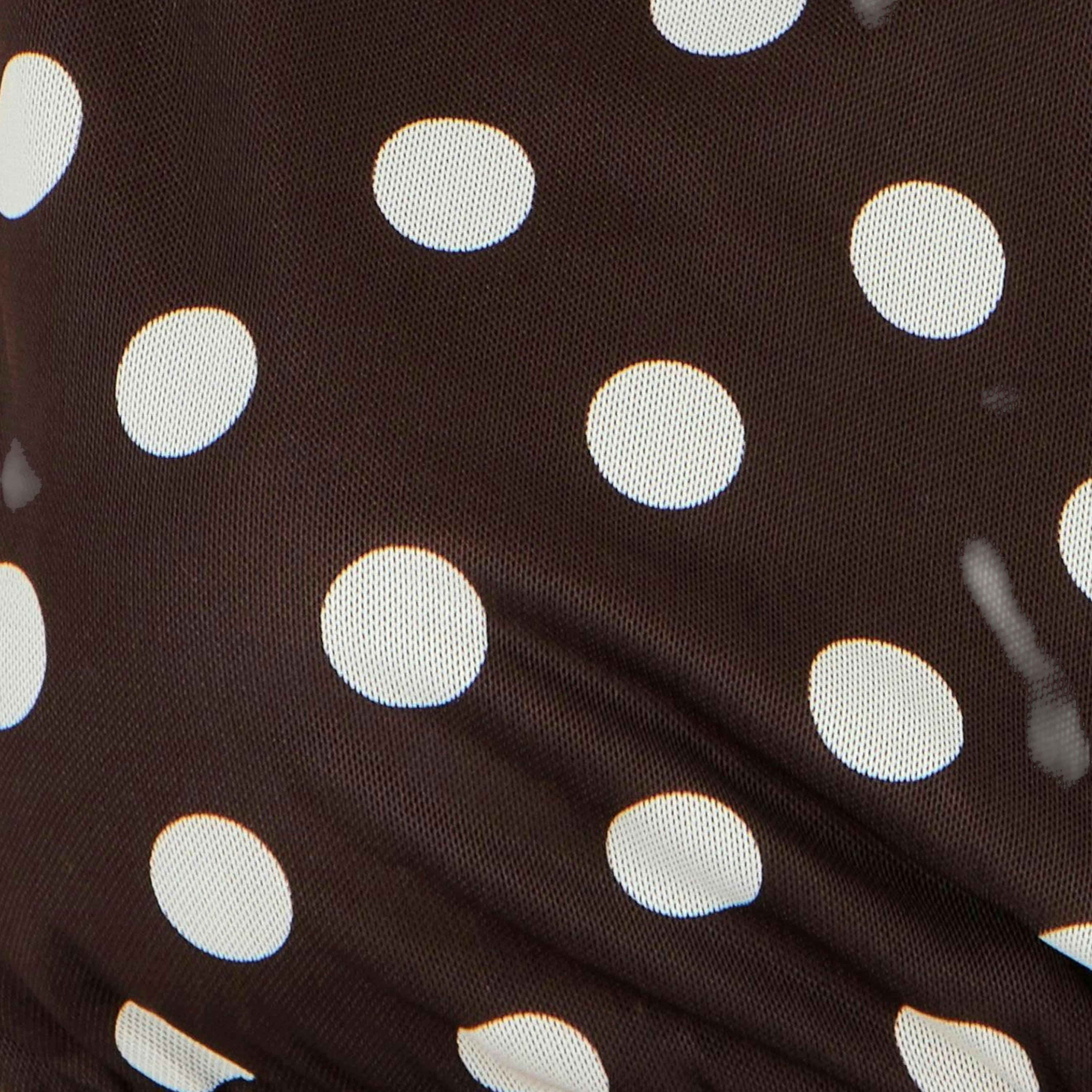 Yumi Brown Polka Dot Mesh Wrap Skater Dress With Pockets , view 6 of 6
