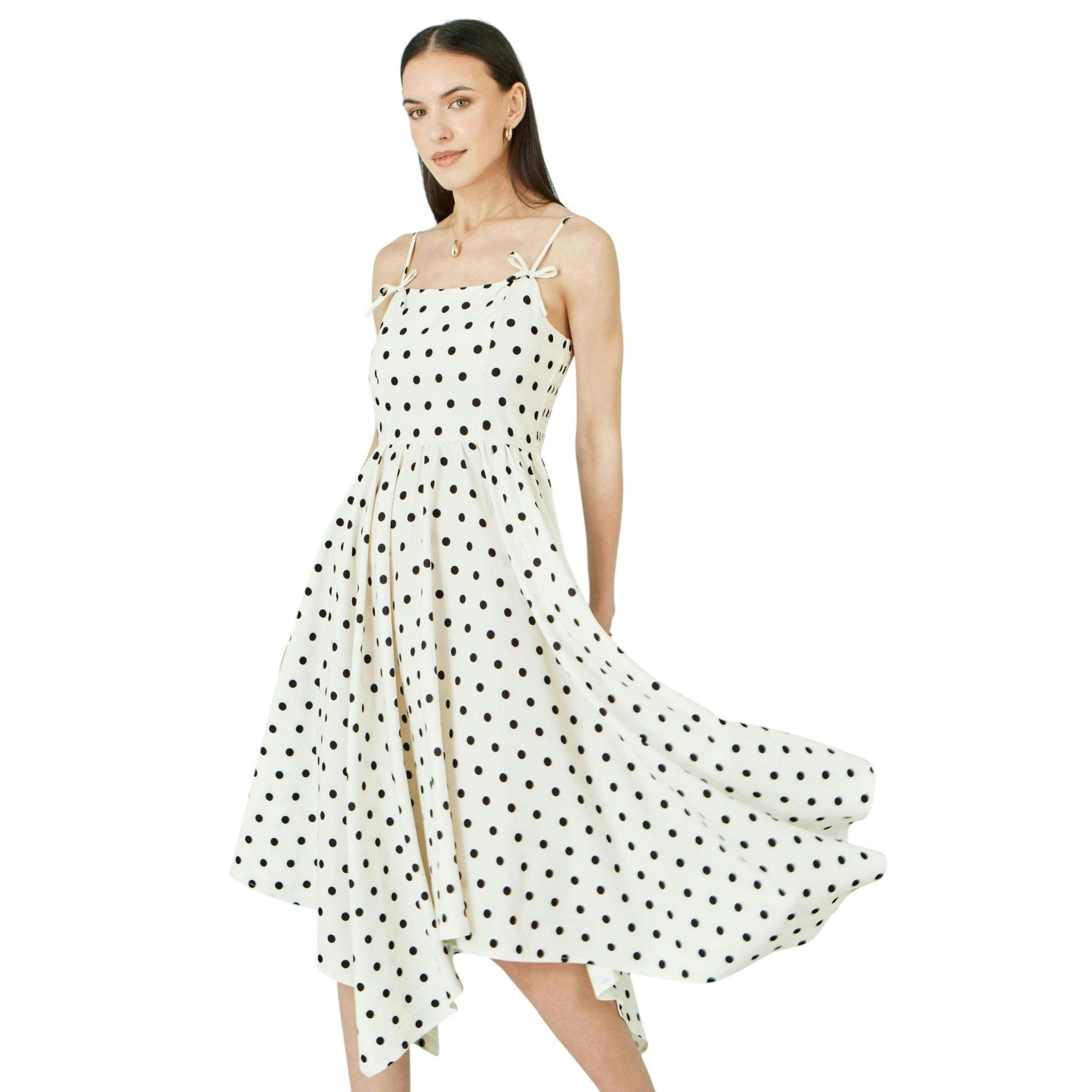 Yumi Polka Dot Hankerchief Hem Dress , view 1 of 6