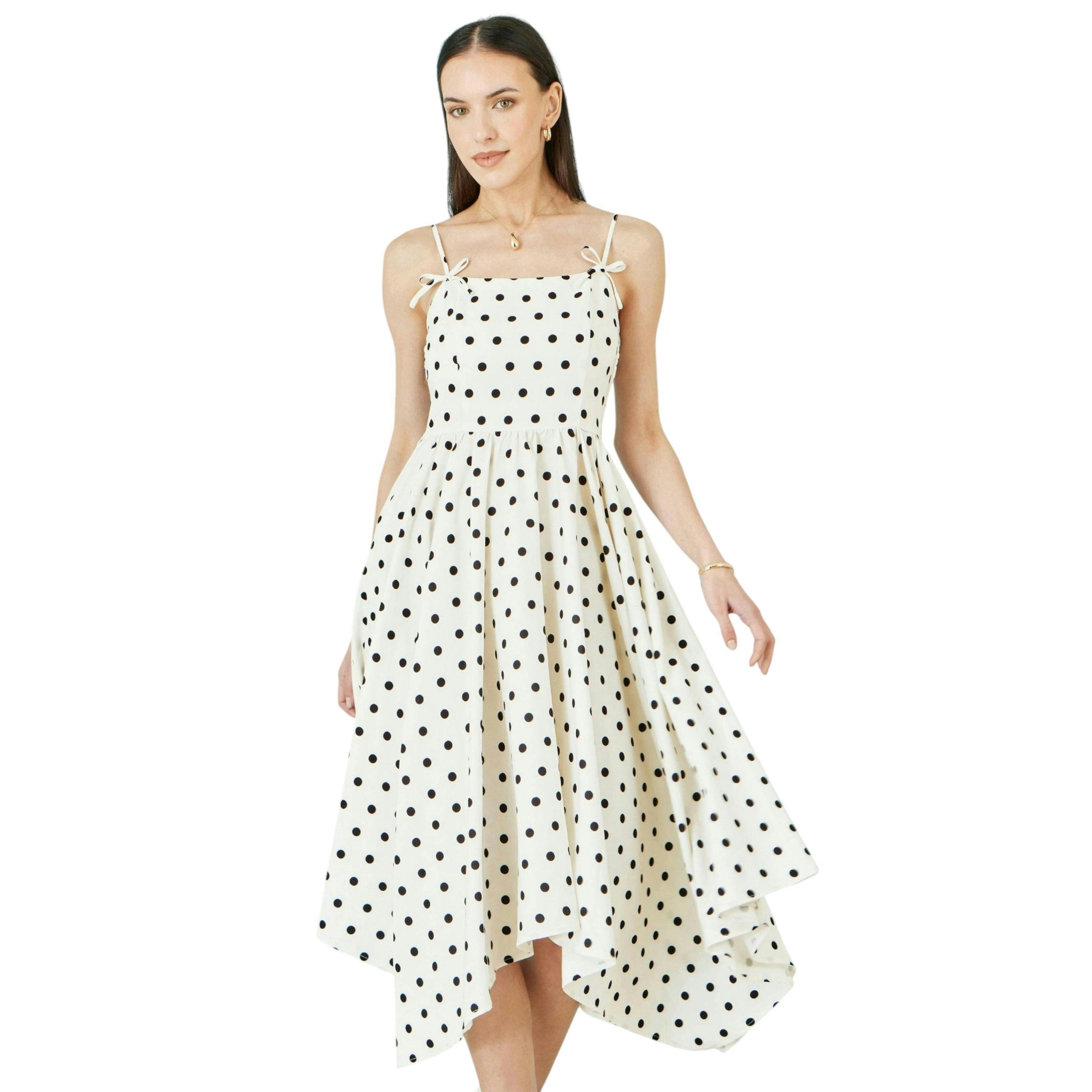Yumi Polka Dot Hankerchief Hem Dress , view 2 of 6