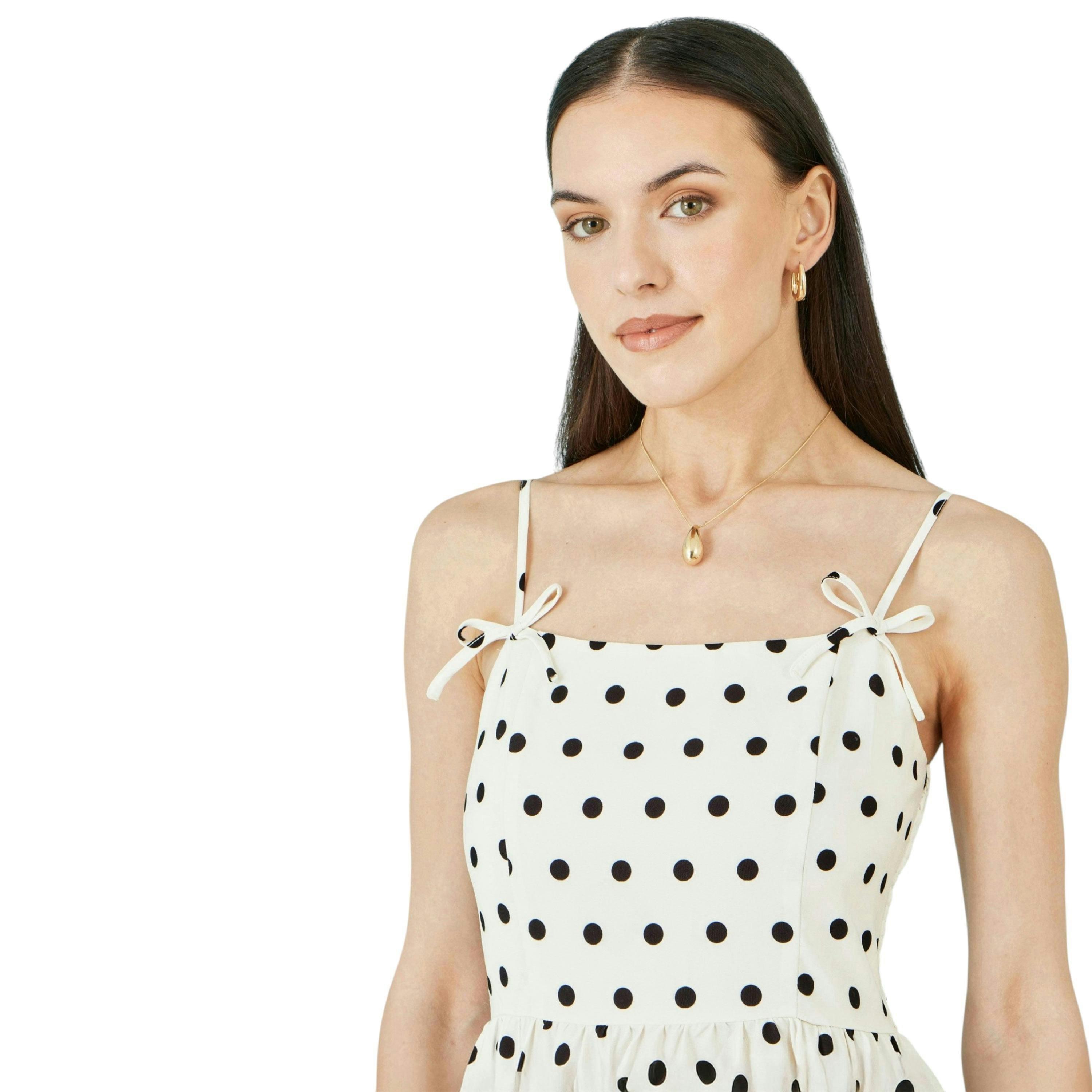 Yumi Polka Dot Hankerchief Hem Dress , view 3 of 6