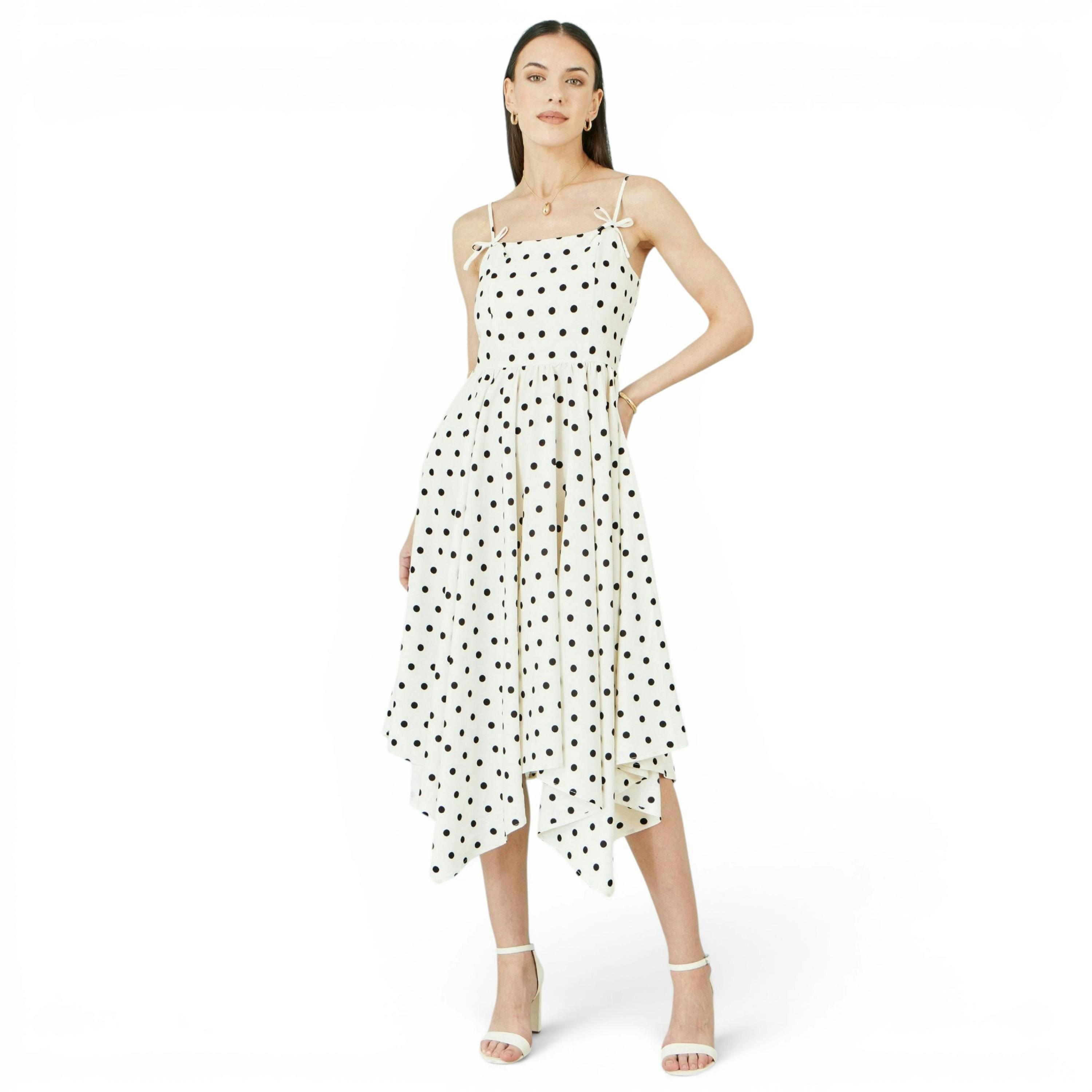 Yumi Polka Dot Hankerchief Hem Dress , view 4 of 6