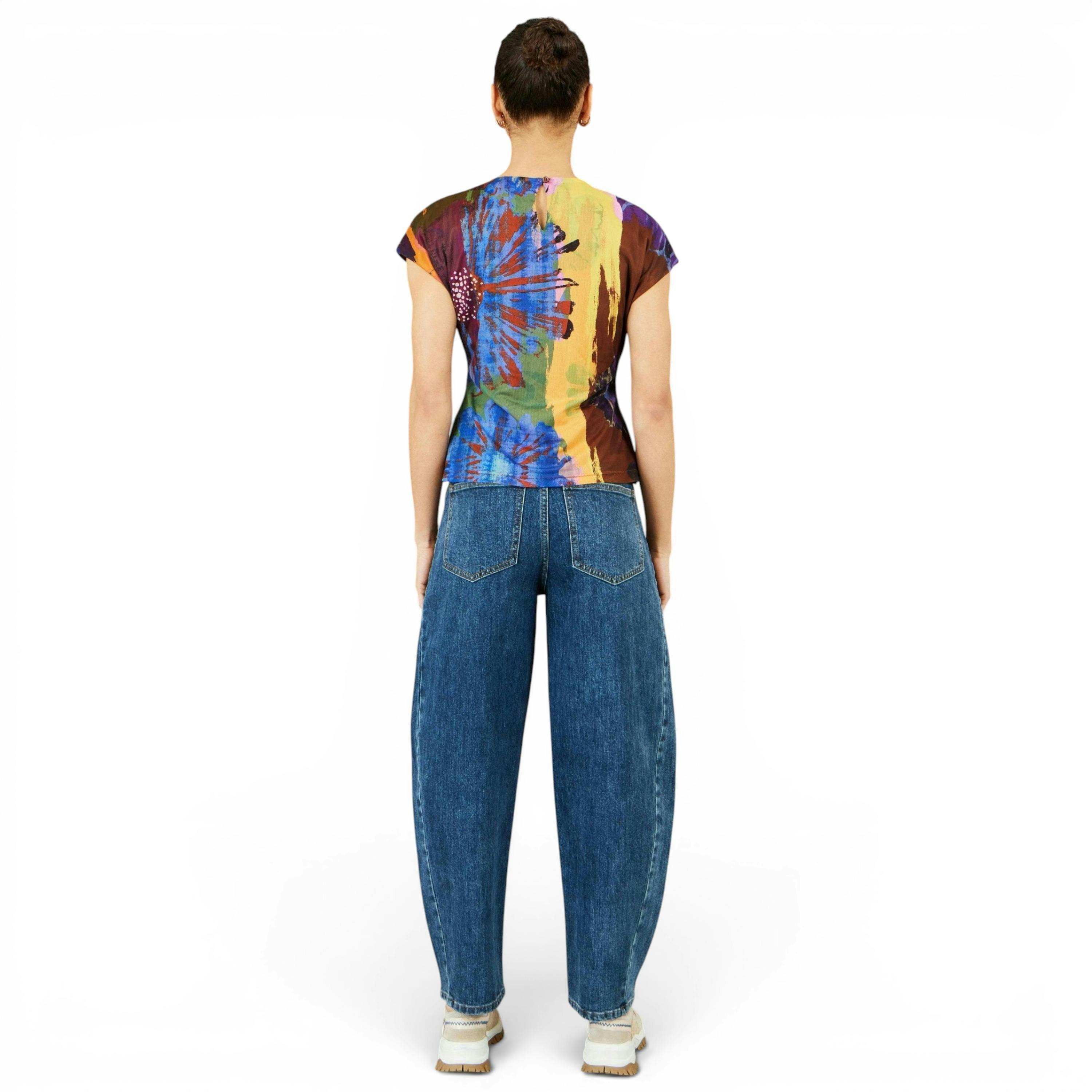 Yumi Multicolour Floral Mesh Top , view 6 of 6