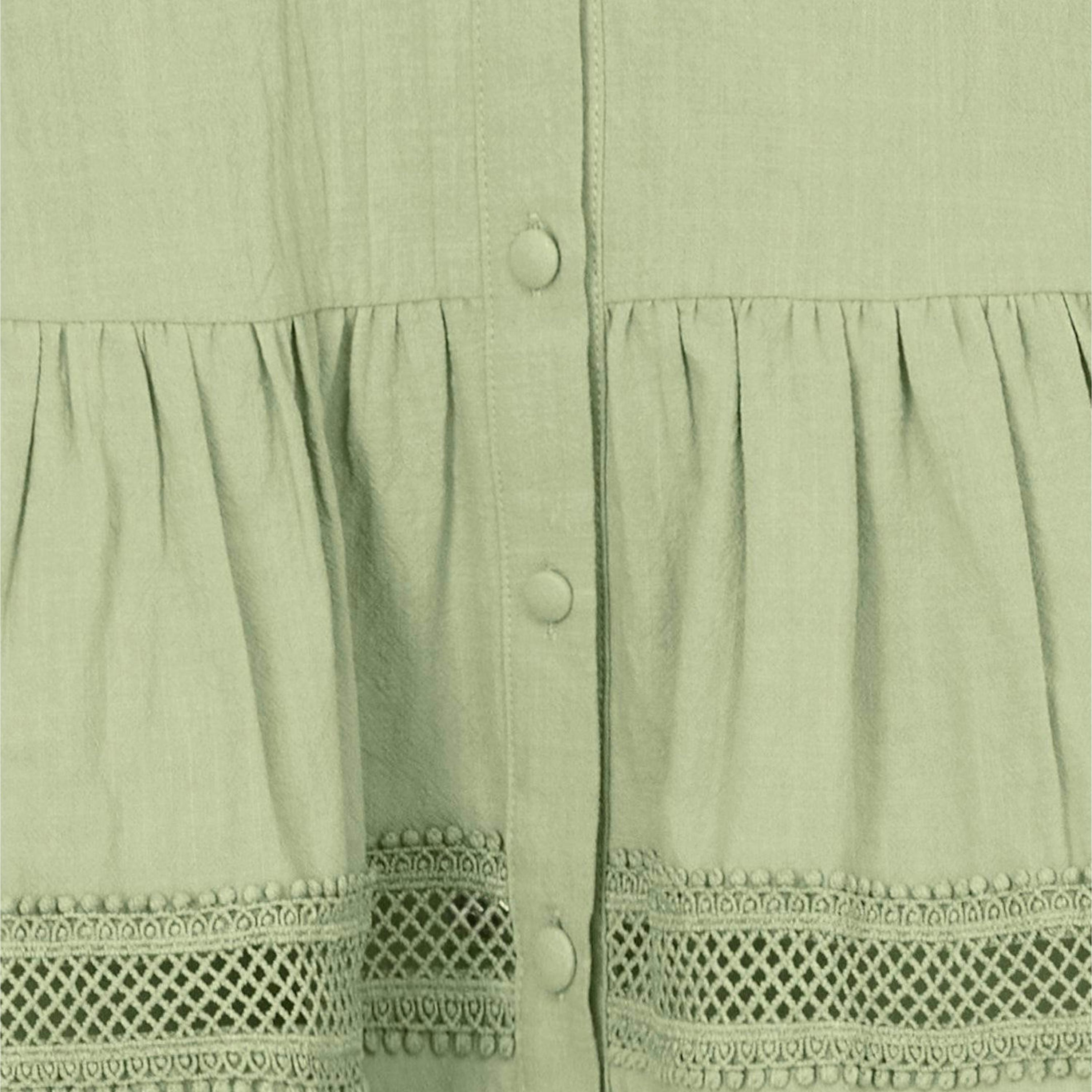 Yumi Green Cotton Lace Trim Skater Shirt Dress , view 6 of 6