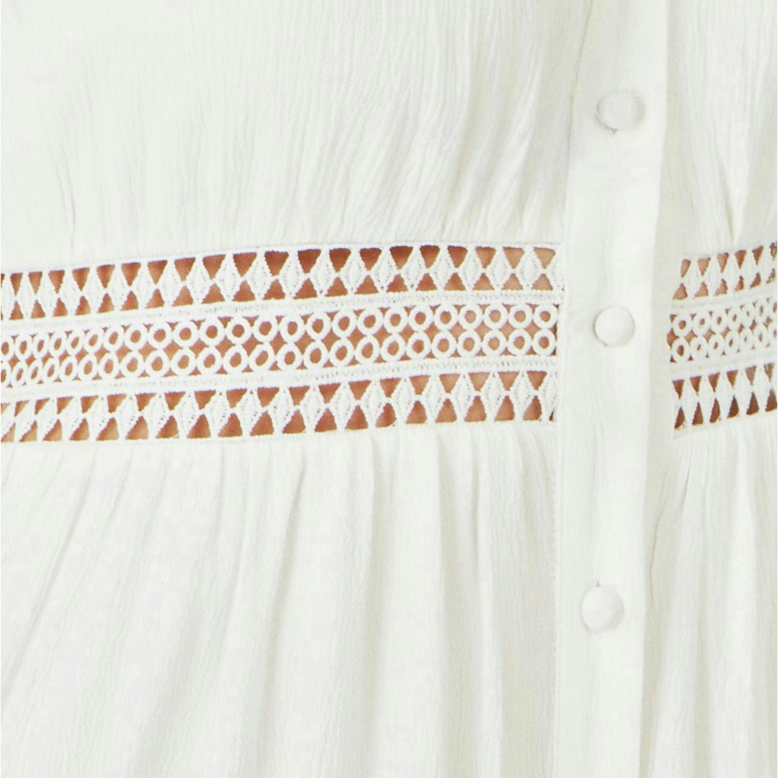 Yumi White Cotton Square Neckline Lace Midi Dress , view 6 of 6