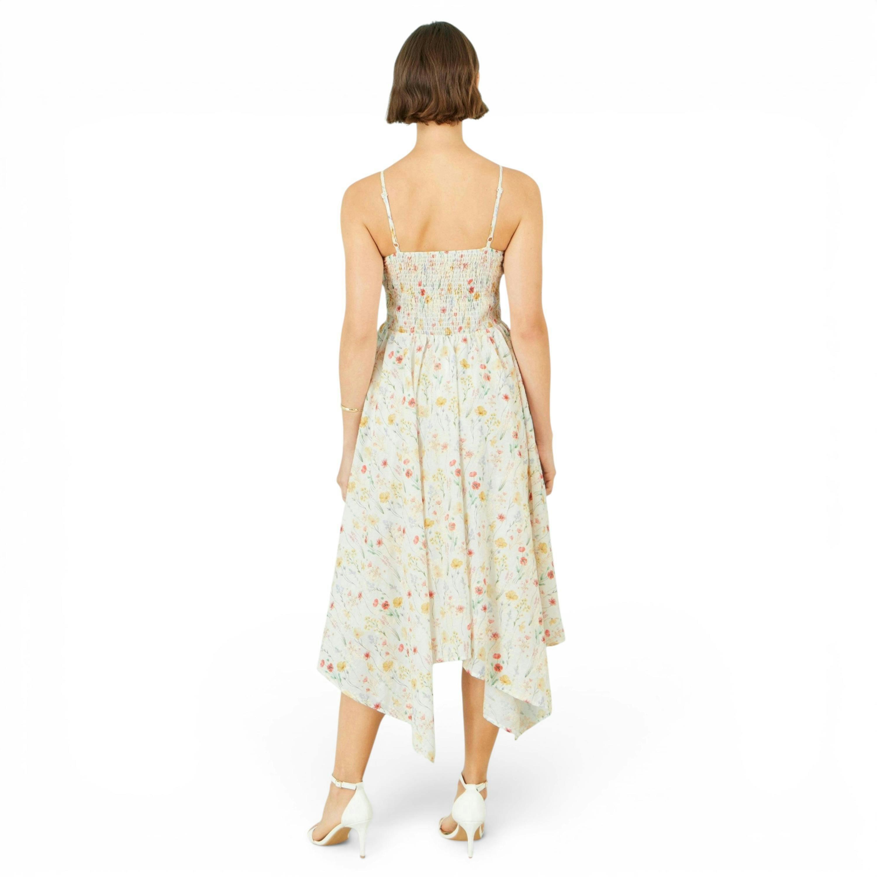 Yumi White Botanical Embroidery Fabric Handkerchief Hem Dress , view 6 of 6