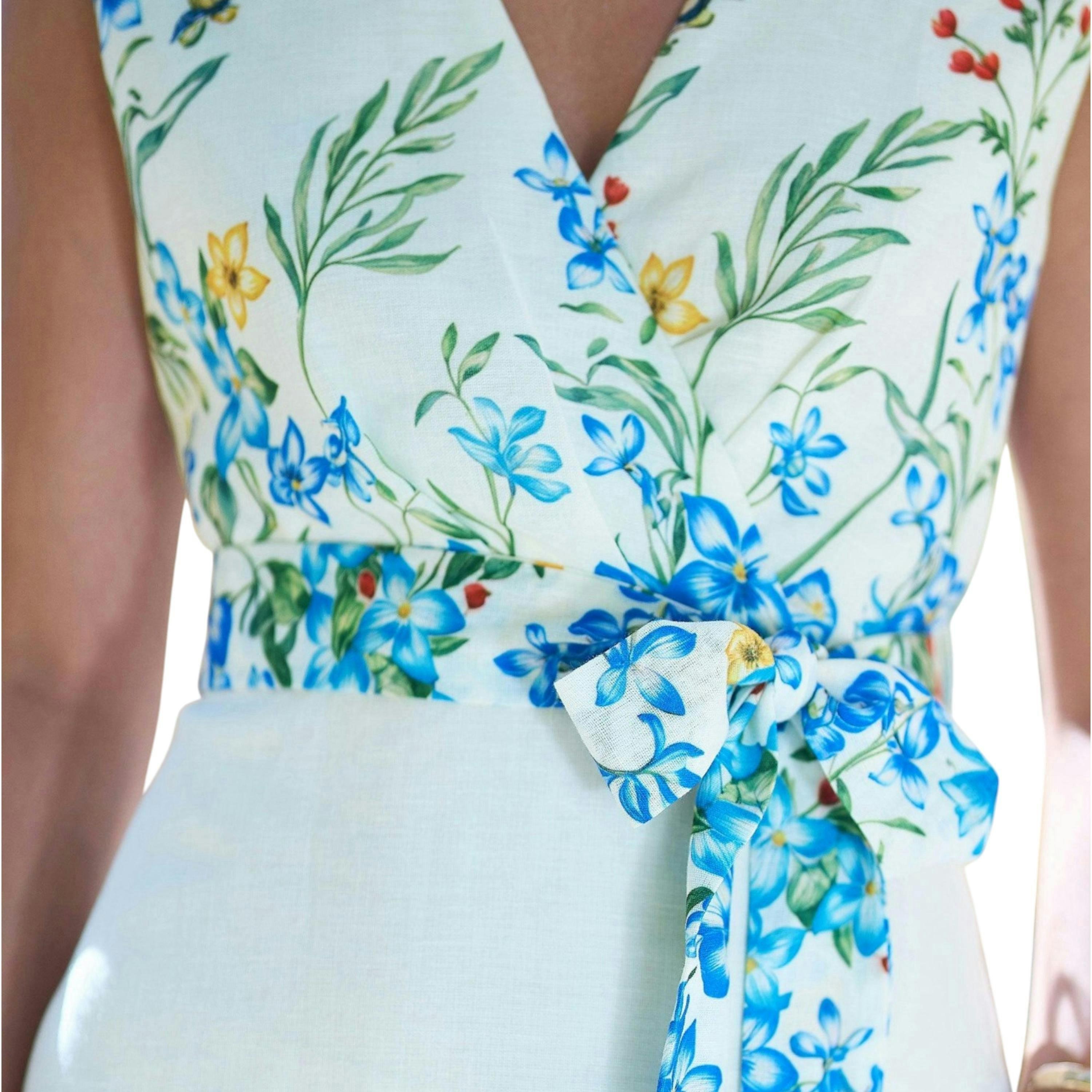 Yumi Ivory Butterfly Print Midi Wrap Dress , view 3 of 6