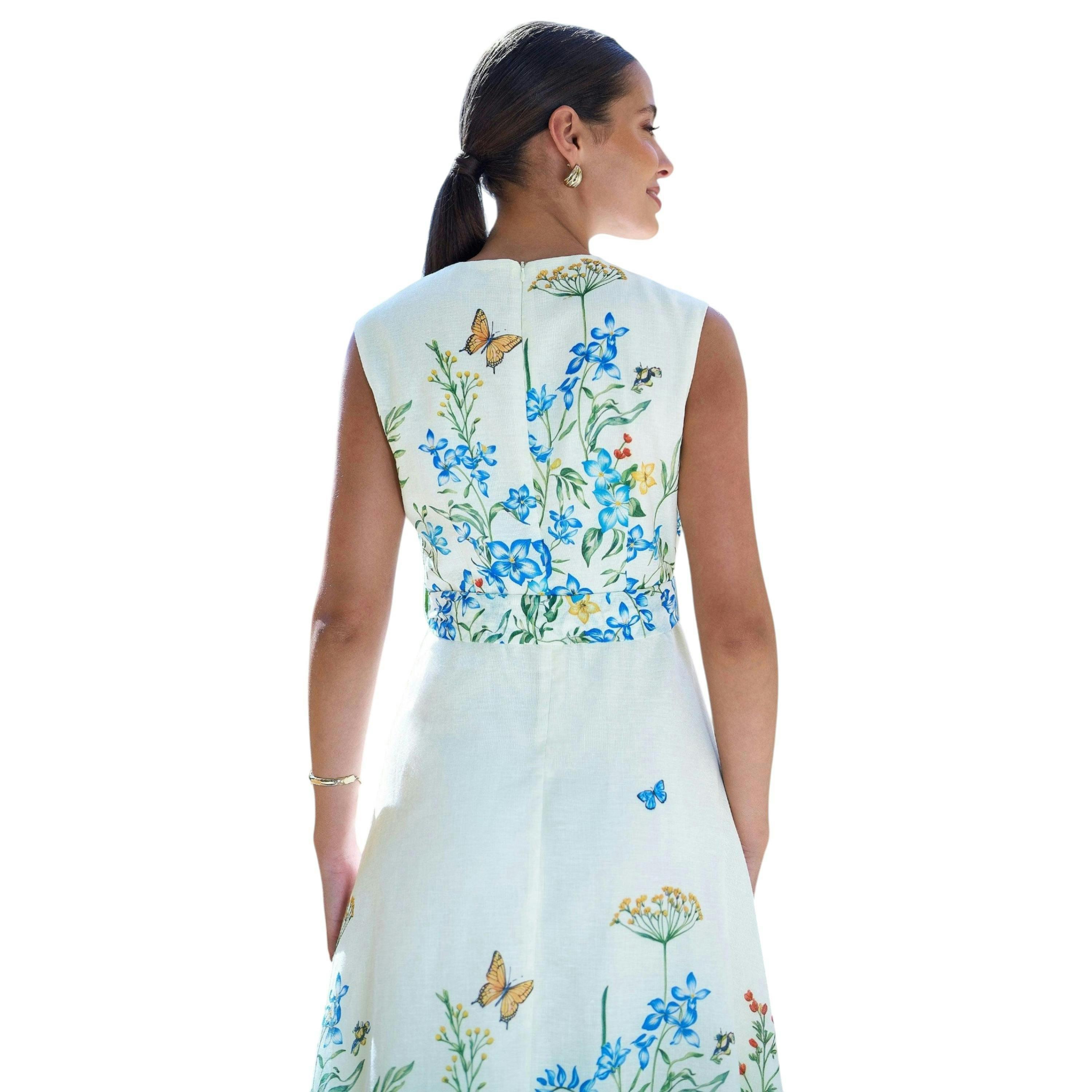 Yumi Ivory Butterfly Print Midi Wrap Dress , view 5 of 6