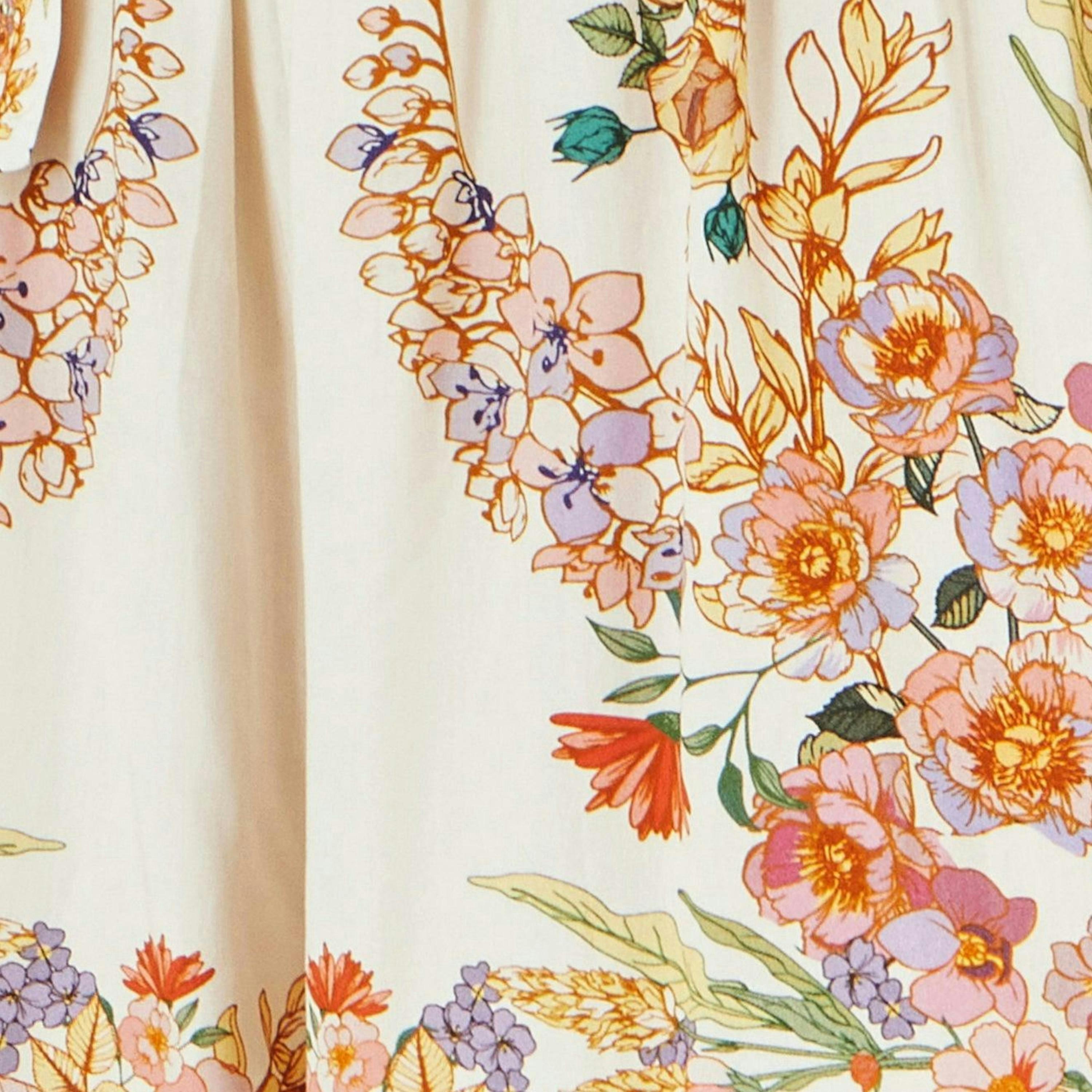 Yumi Ivory Viscose Floral Border Shorts , view 4 of 4