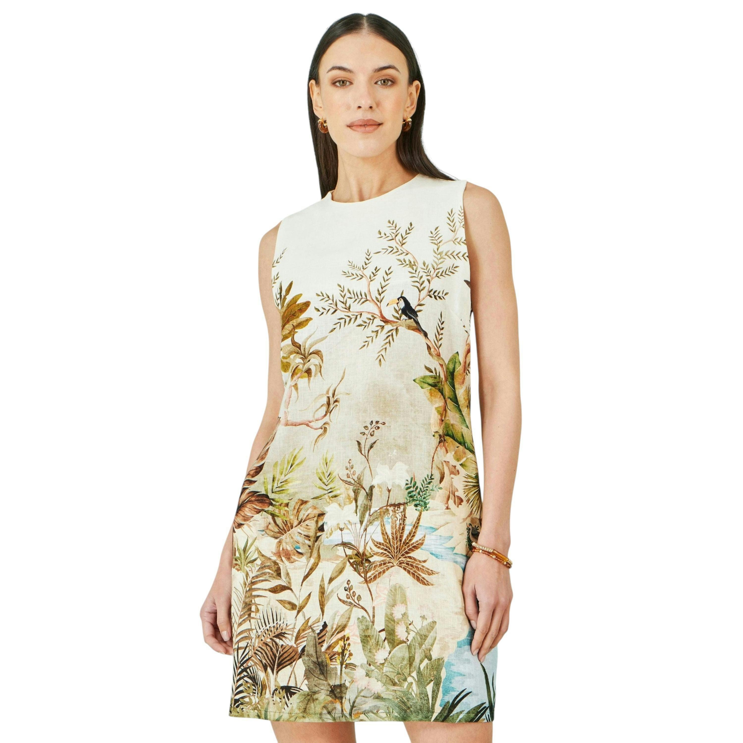 Yumi Ivory Jungle Print Viscose Shift Dress , view 1 of 6