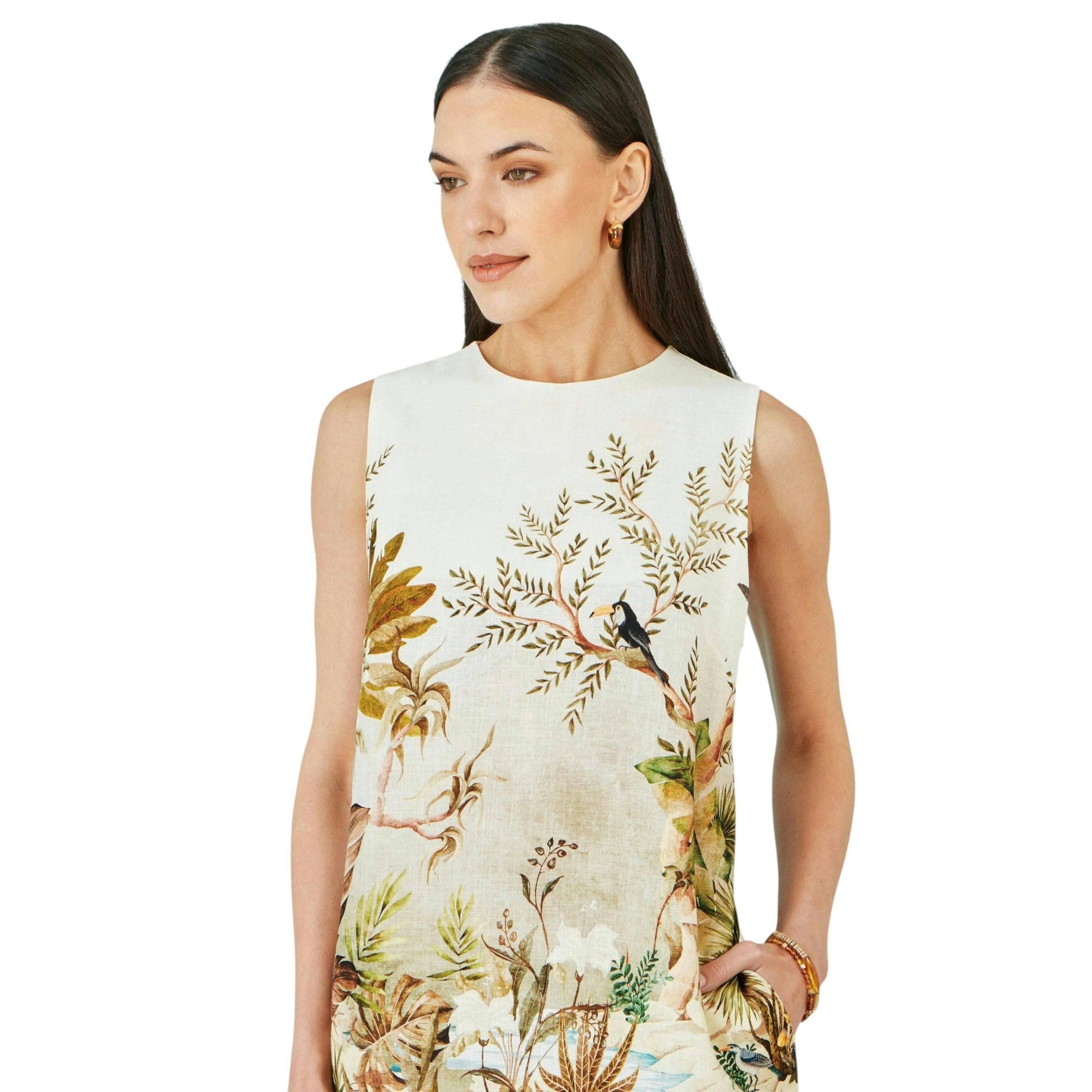 Yumi Ivory Jungle Print Viscose Shift Dress , view 2 of 6
