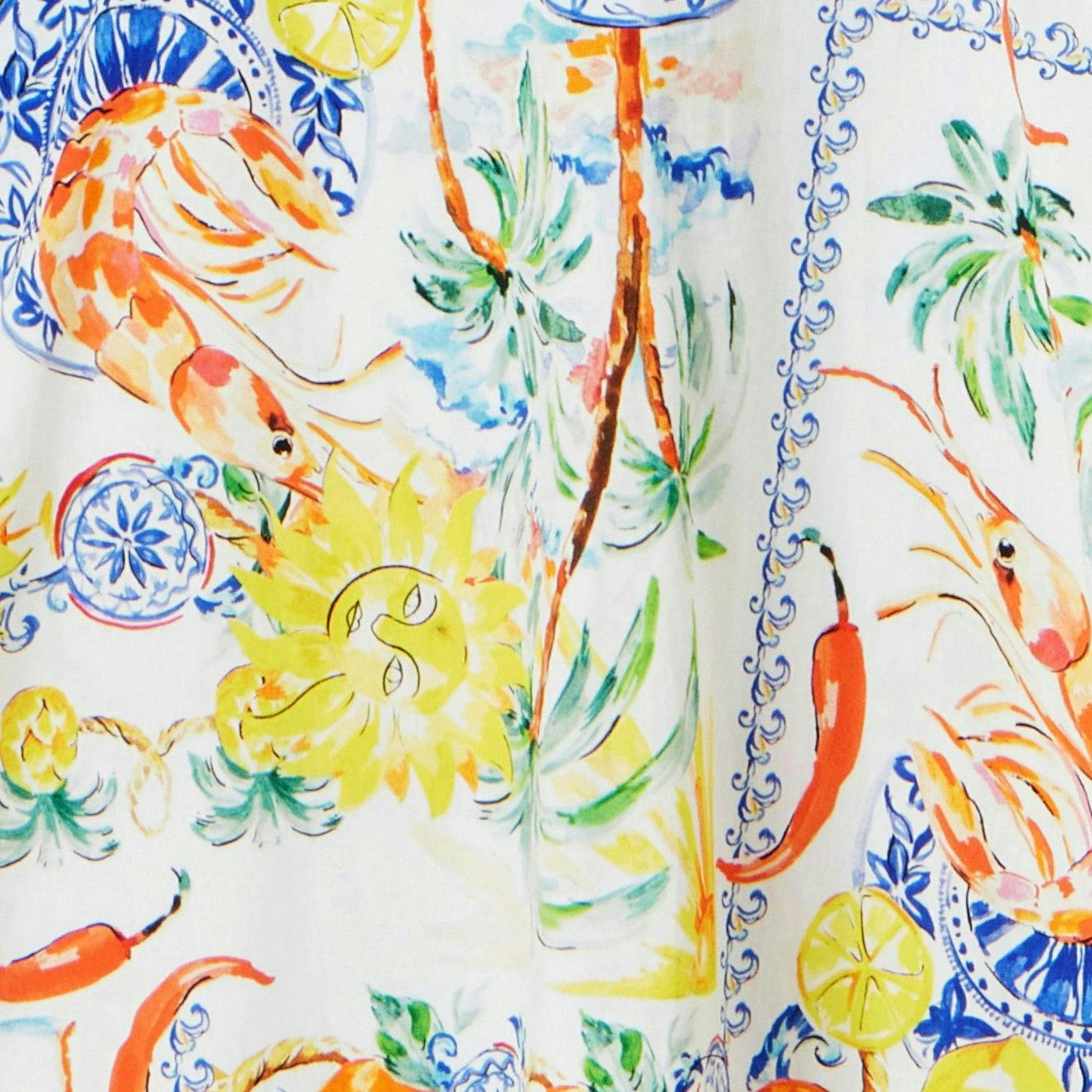 Yumi White Mediterranean Print Cotton Mini Sun Dress , view 6 of 6