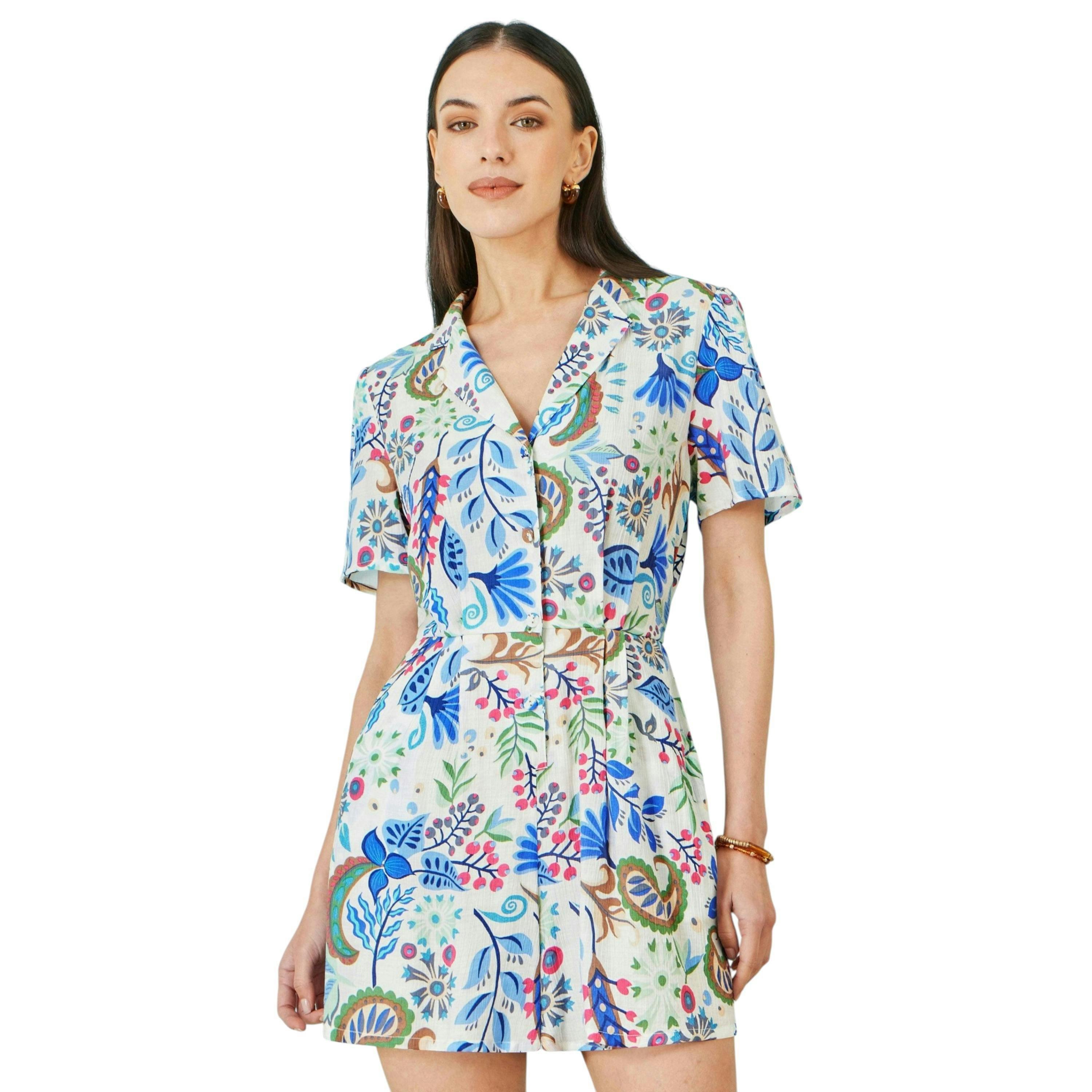 Yumi Multicolour Paisley Retro Print Playsuit , view 1 of 6