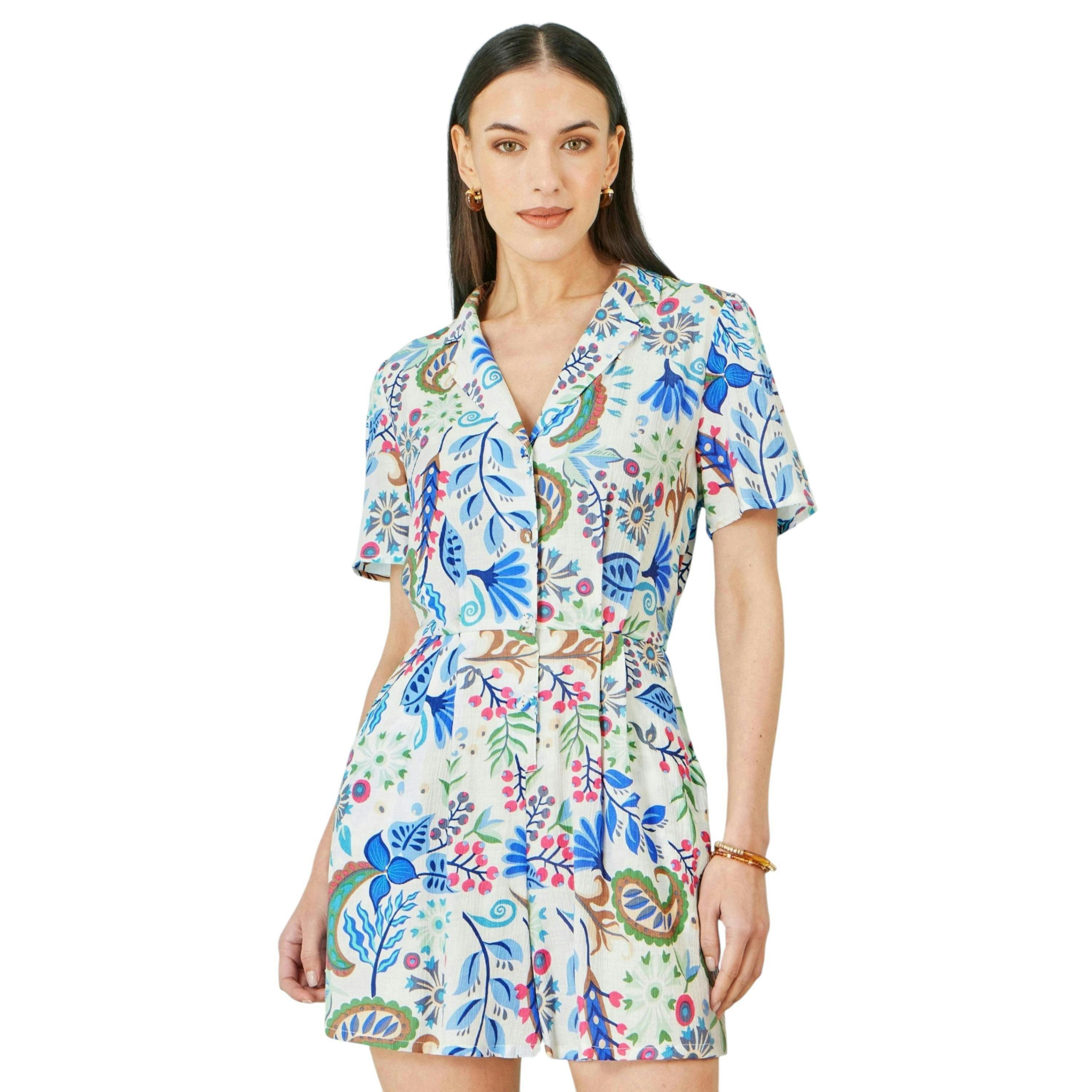 Yumi Multicolour Paisley Retro Print Playsuit , view 3 of 6