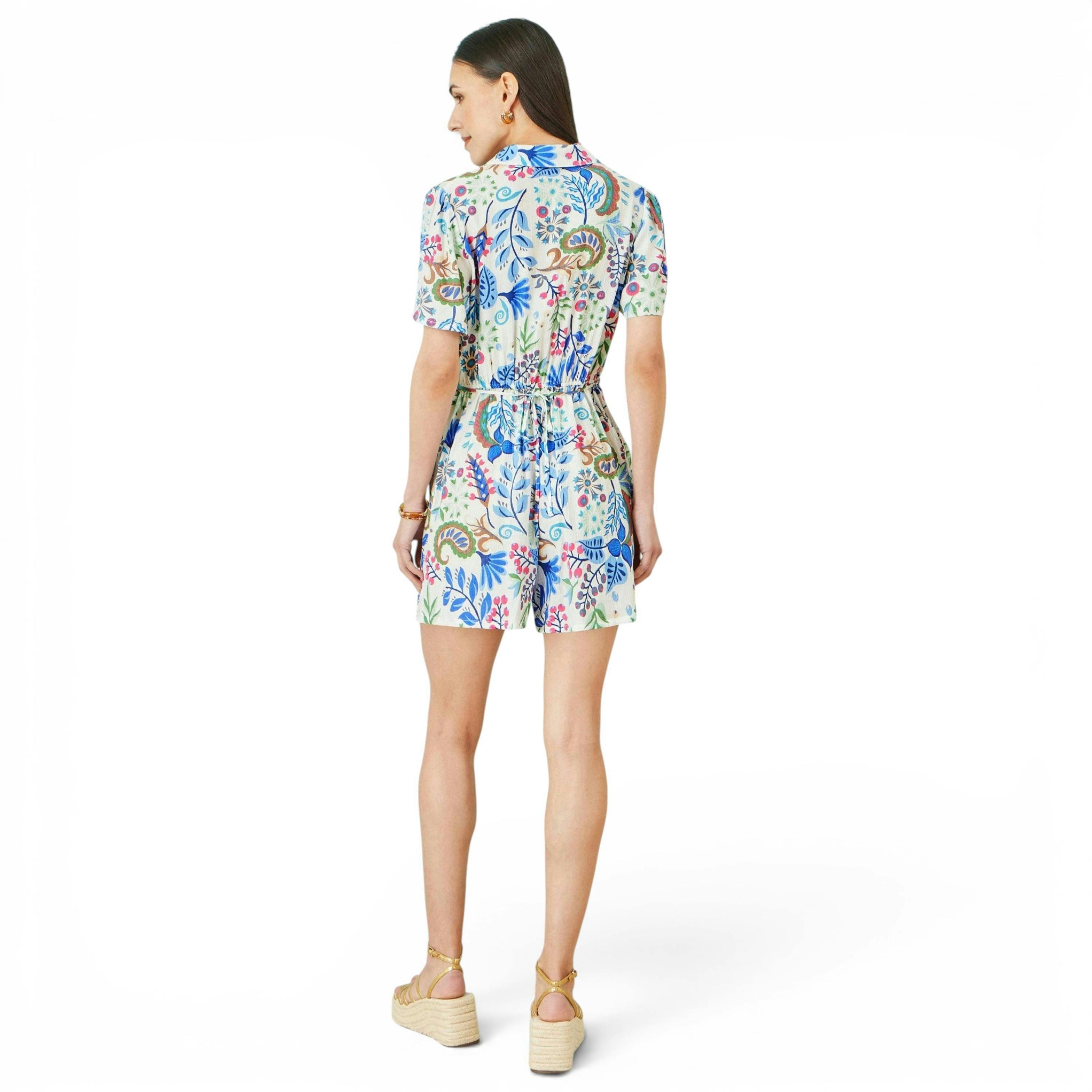 Yumi Multicolour Paisley Retro Print Playsuit , view 4 of 6