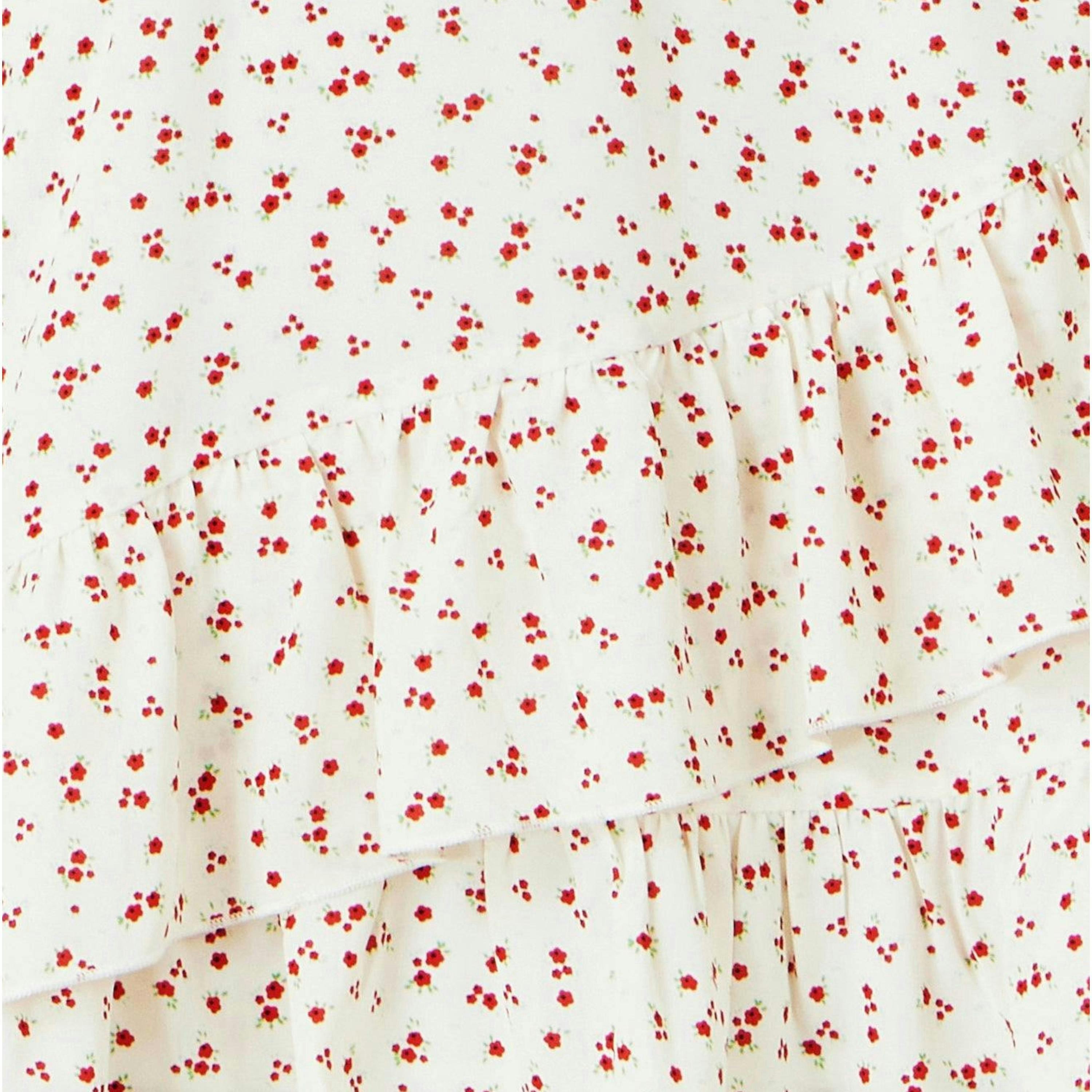 Yumi White Ditsy Print Frill Wrap Dress , view 6 of 6
