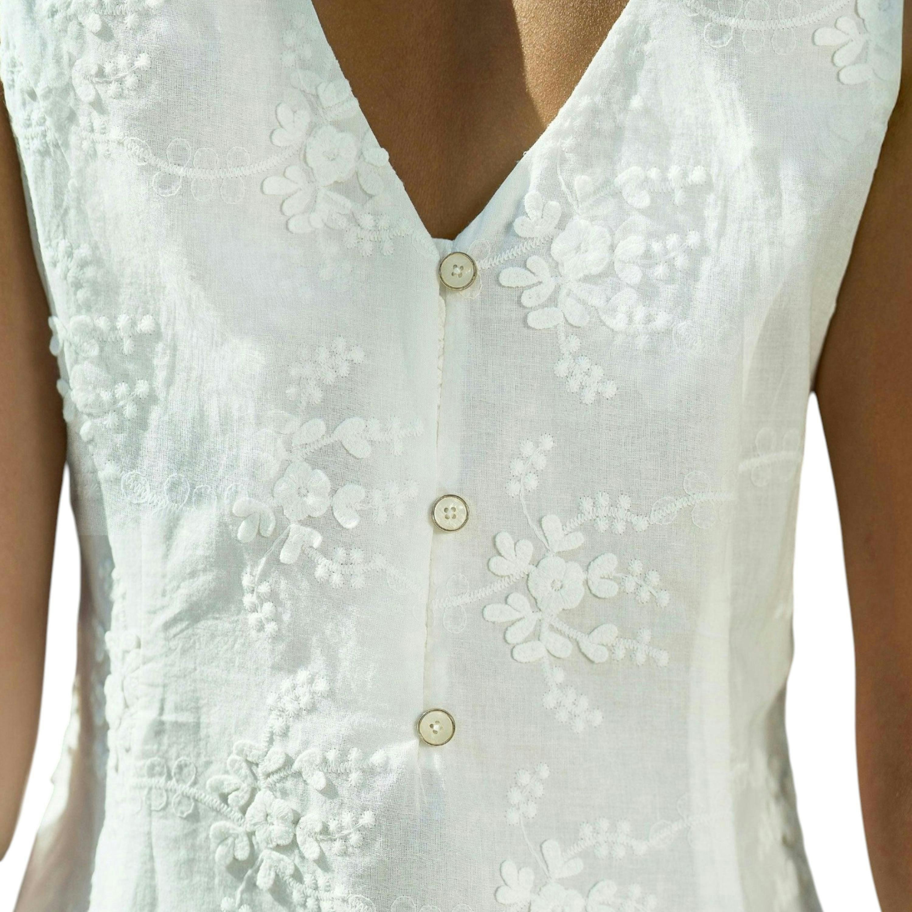 Yumi White Cotton Applique Flower Swing Shift Dress , view 5 of 6