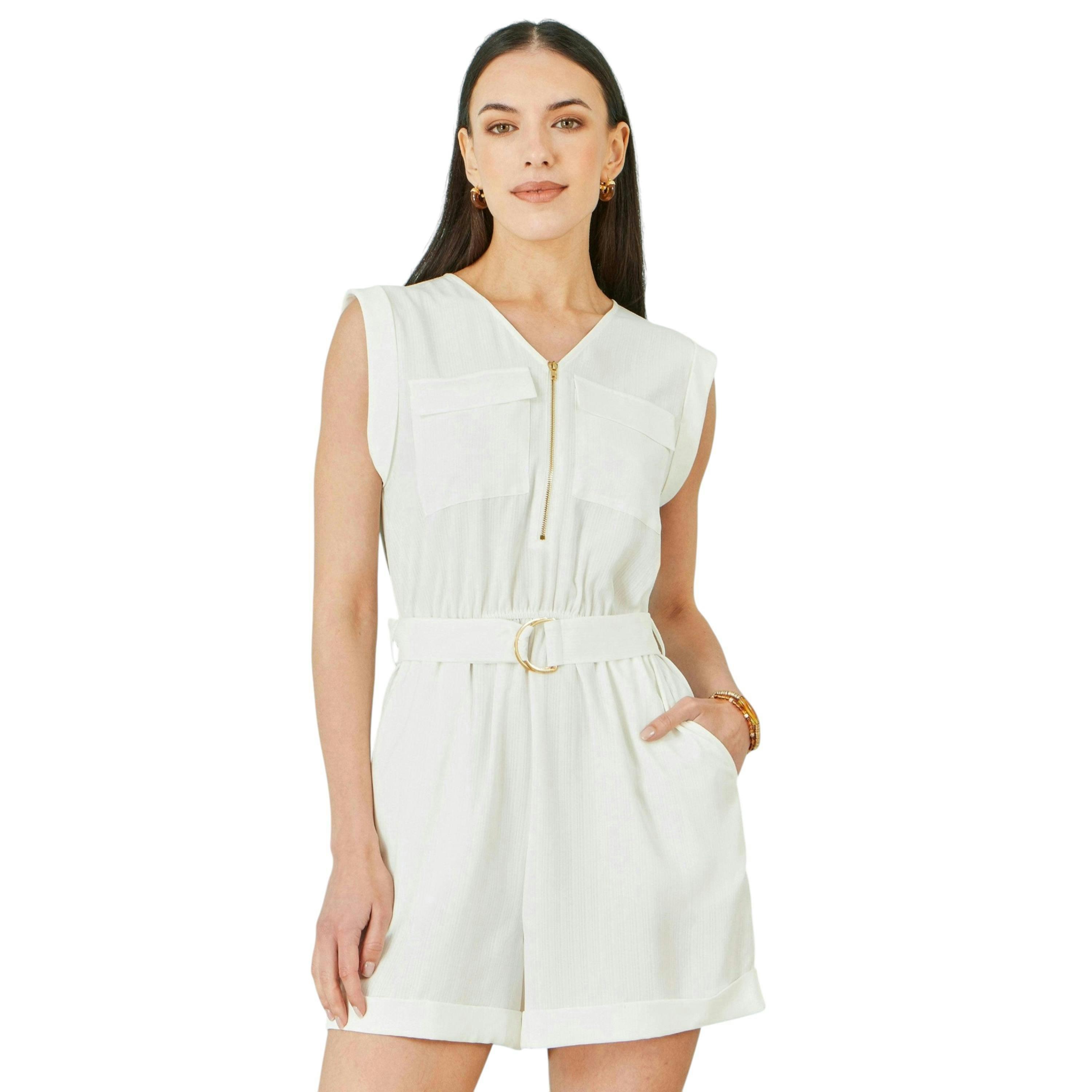 Yumi White Utility Style Playsuit , view 1 of 6