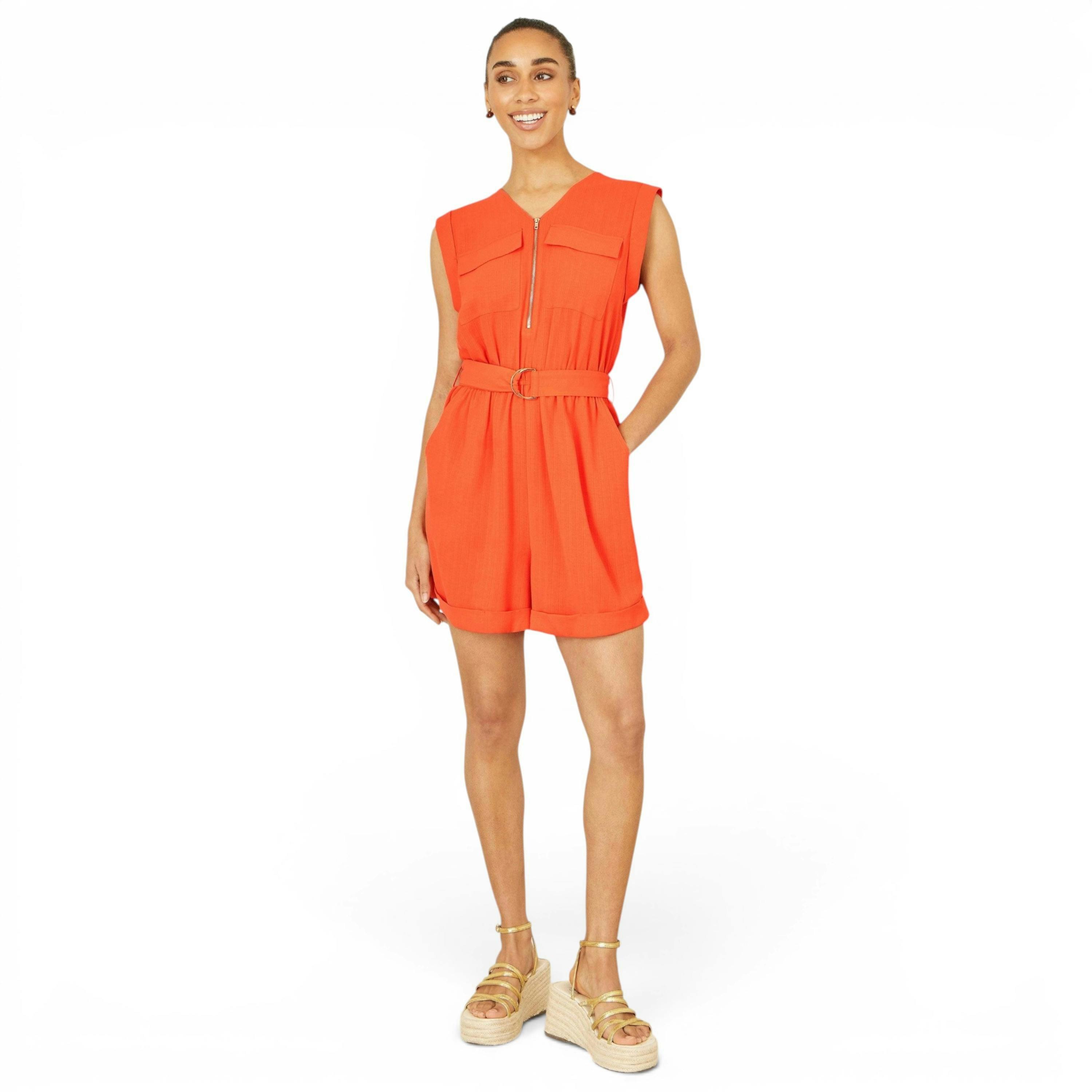 Yumi Orange Utility Style Playsuit , view 2 of 6