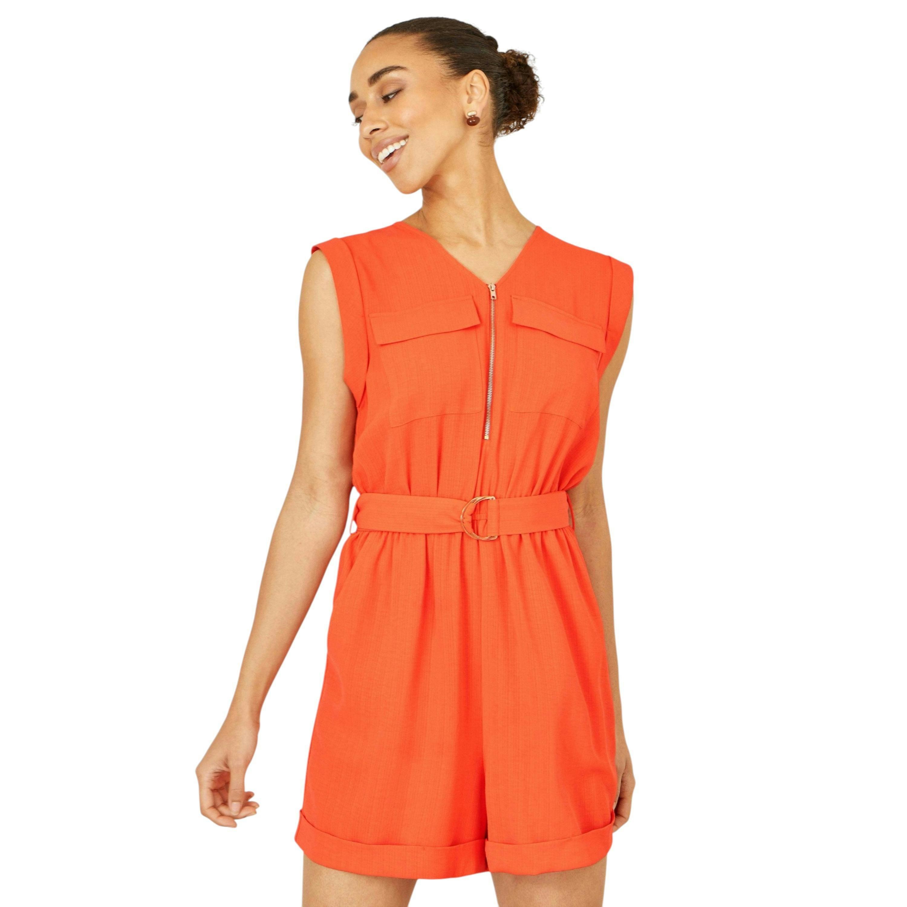 Yumi Orange Utility Style Playsuit , view 4 of 6