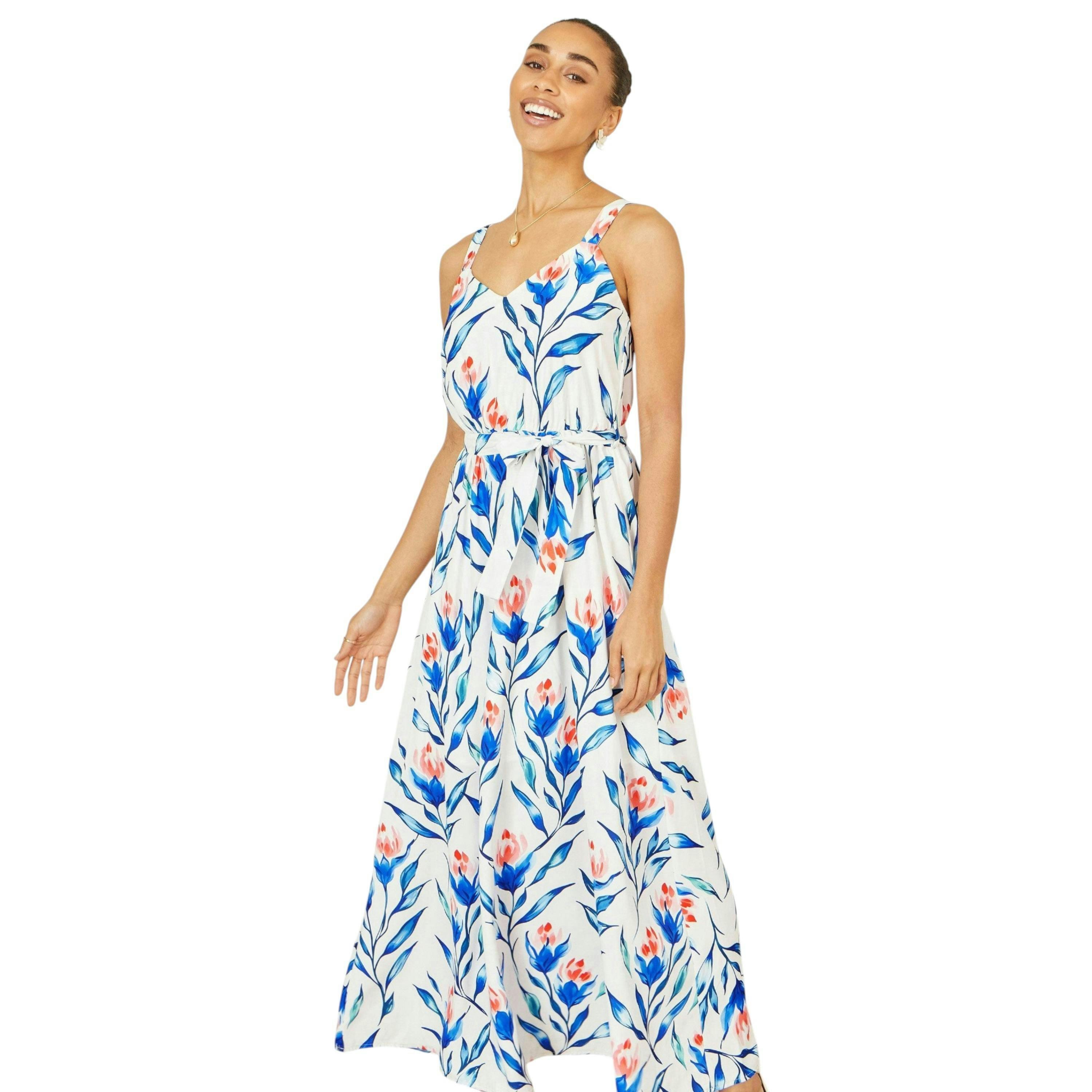 Yumi White Floral Print Maxi Sun Dress , view 3 of 6