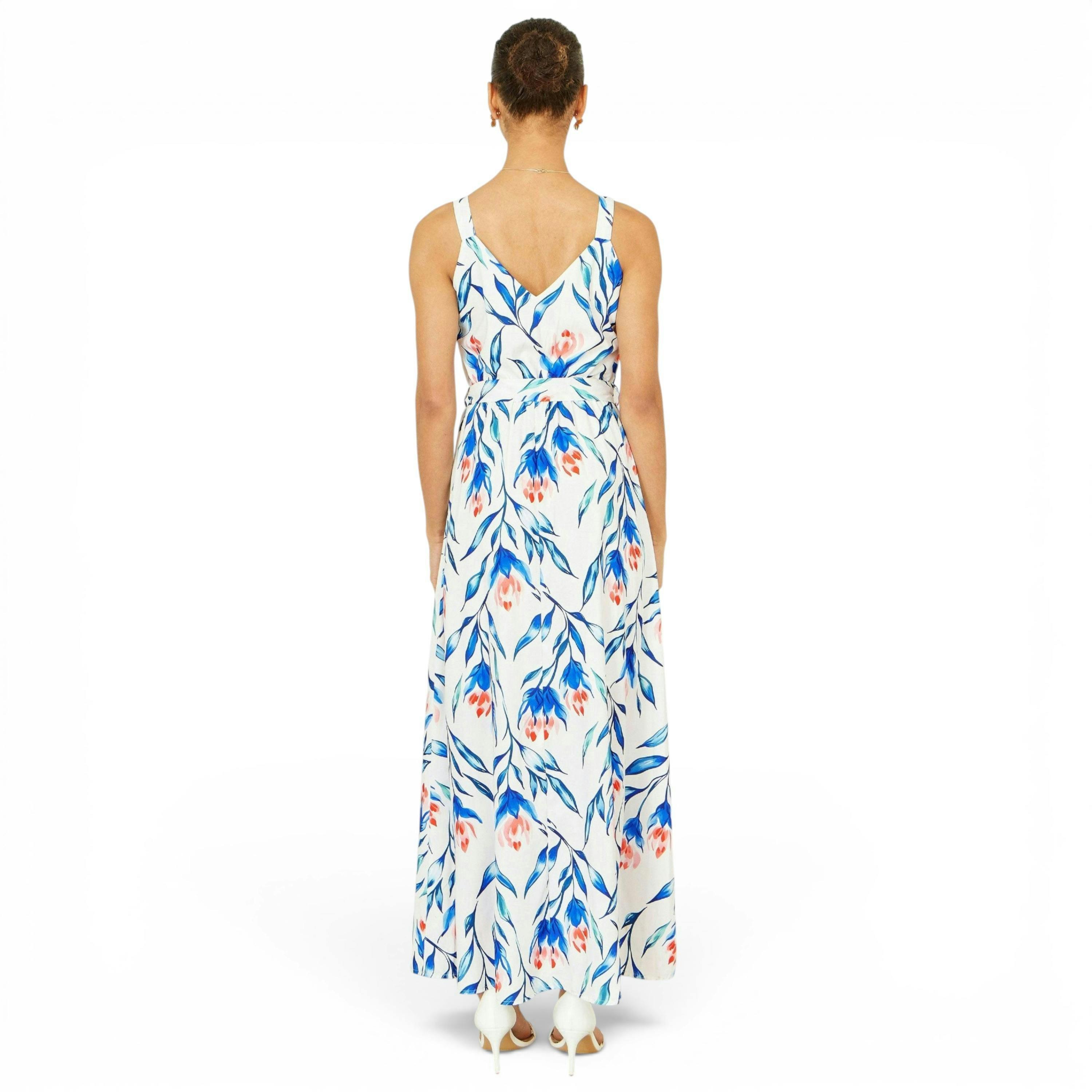 Yumi White Floral Print Maxi Sun Dress , view 4 of 6