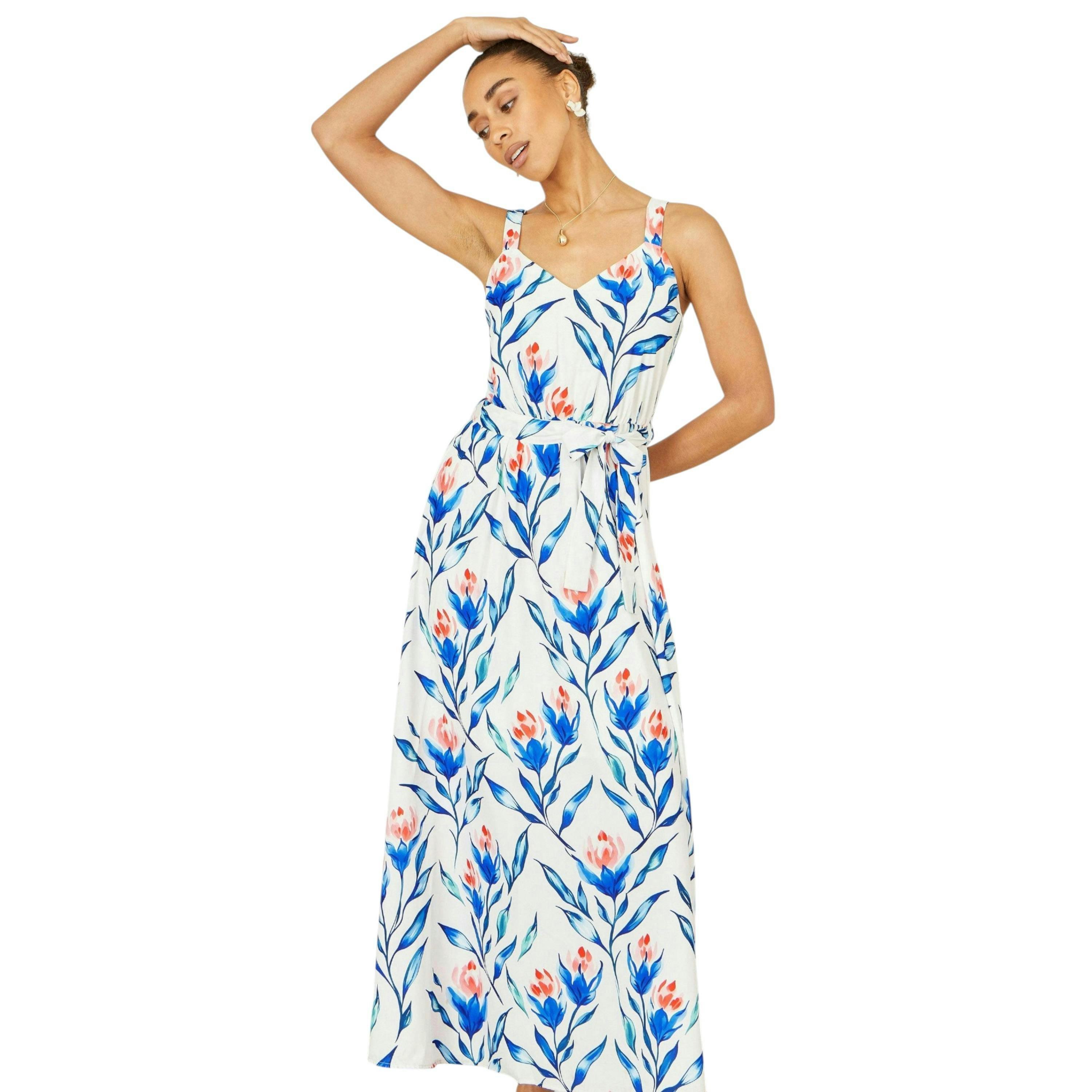 Yumi White Floral Print Maxi Sun Dress , view 5 of 6