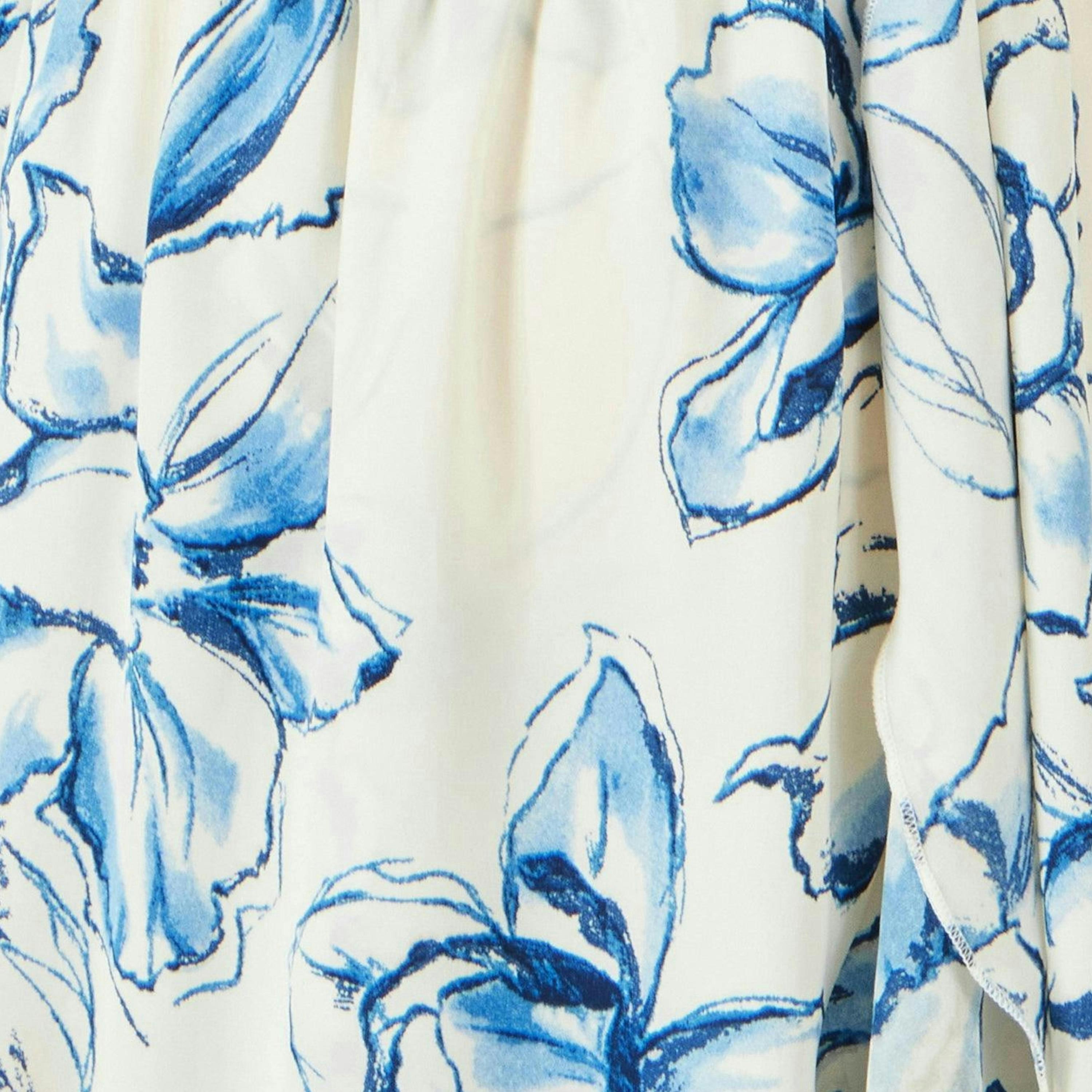 Yumi Ivory Floral Print Bardot Midi Dress With Dip Hem , view 6 of 6
