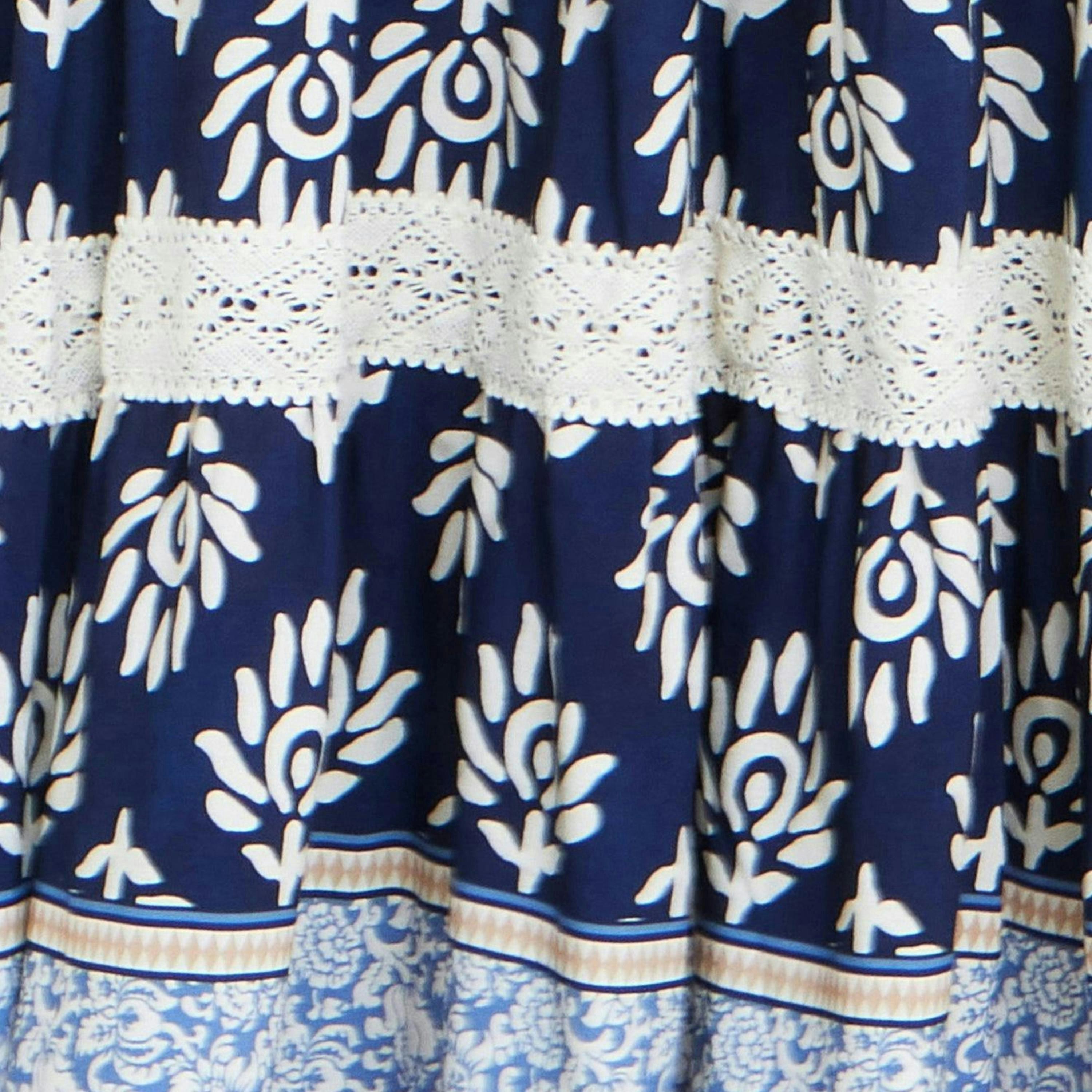 Yumi Navy Viscose Paisley Print Midi Sun Dress , view 6 of 6
