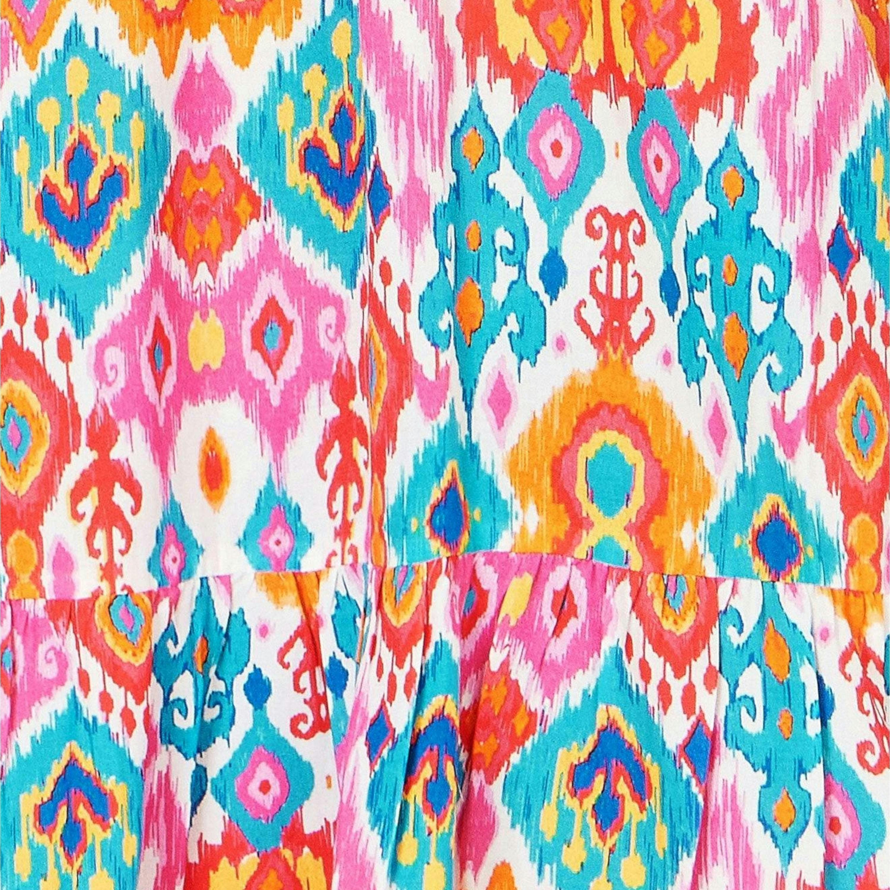 Yumi Multicolour Ikat Print Viscose Beach Tunic , view 6 of 6