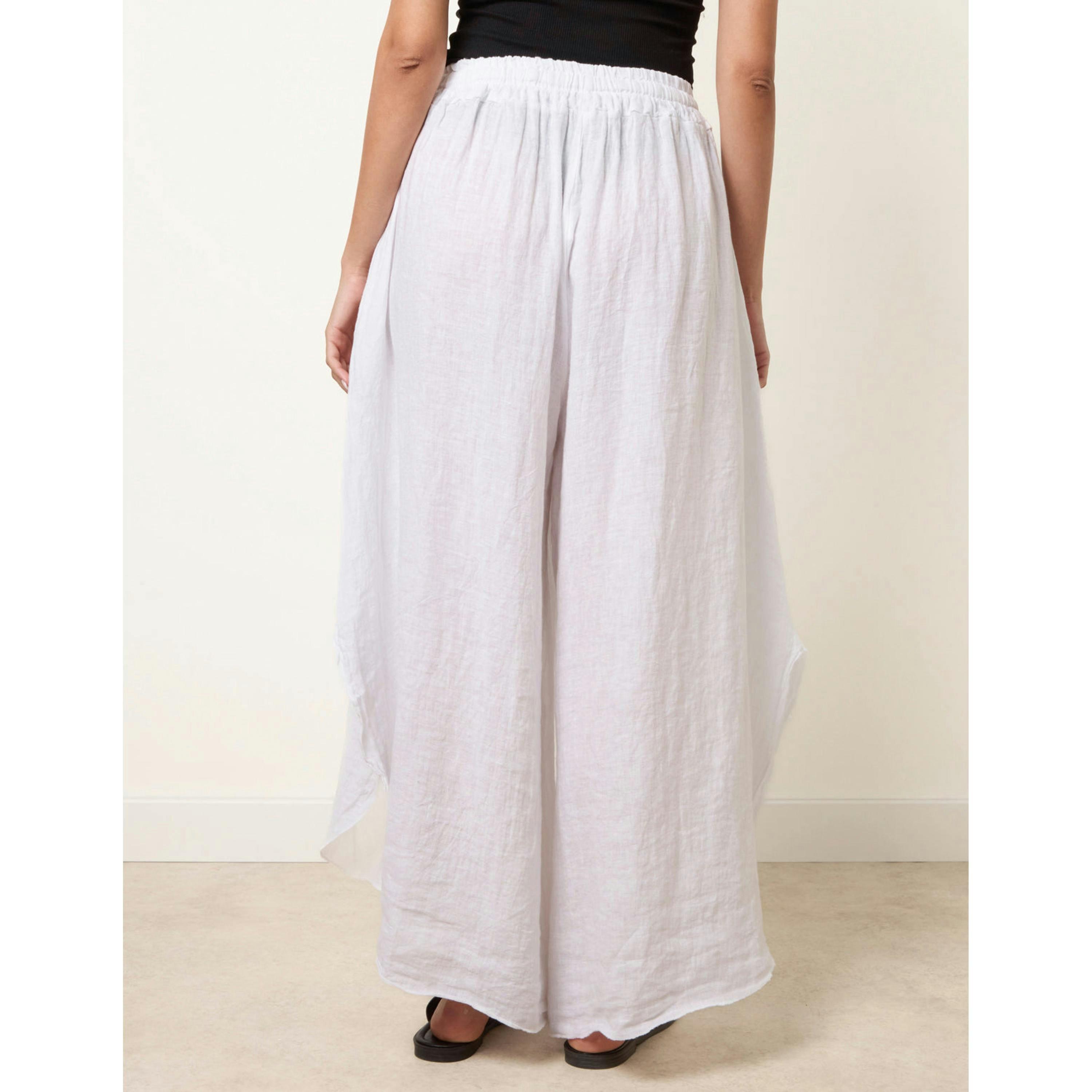 Blue Vanilla Extreme Wide Leg Linen Trousers  in White , view 2 of 4