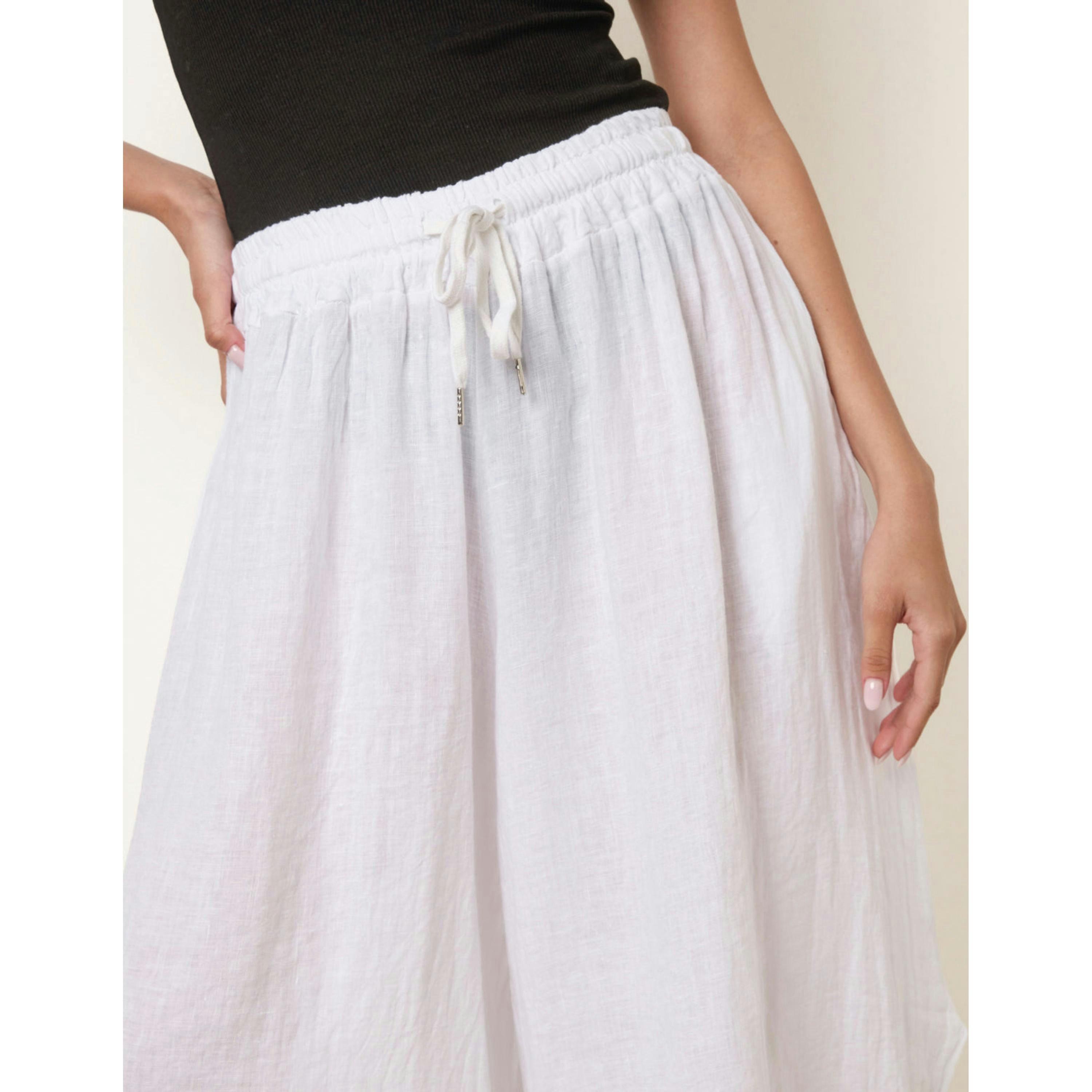 Blue Vanilla Extreme Wide Leg Linen Trousers  in White , view 4 of 4