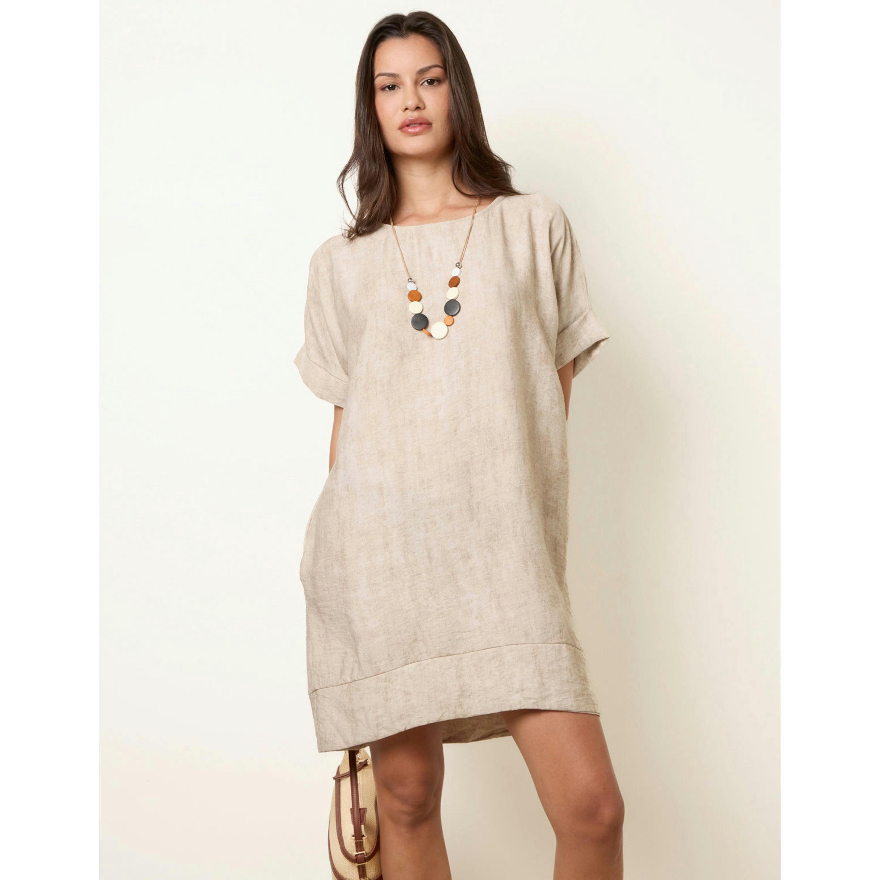 Blue Vanilla Washed Effect Tunic Dress  in Beige , view 1 of 4