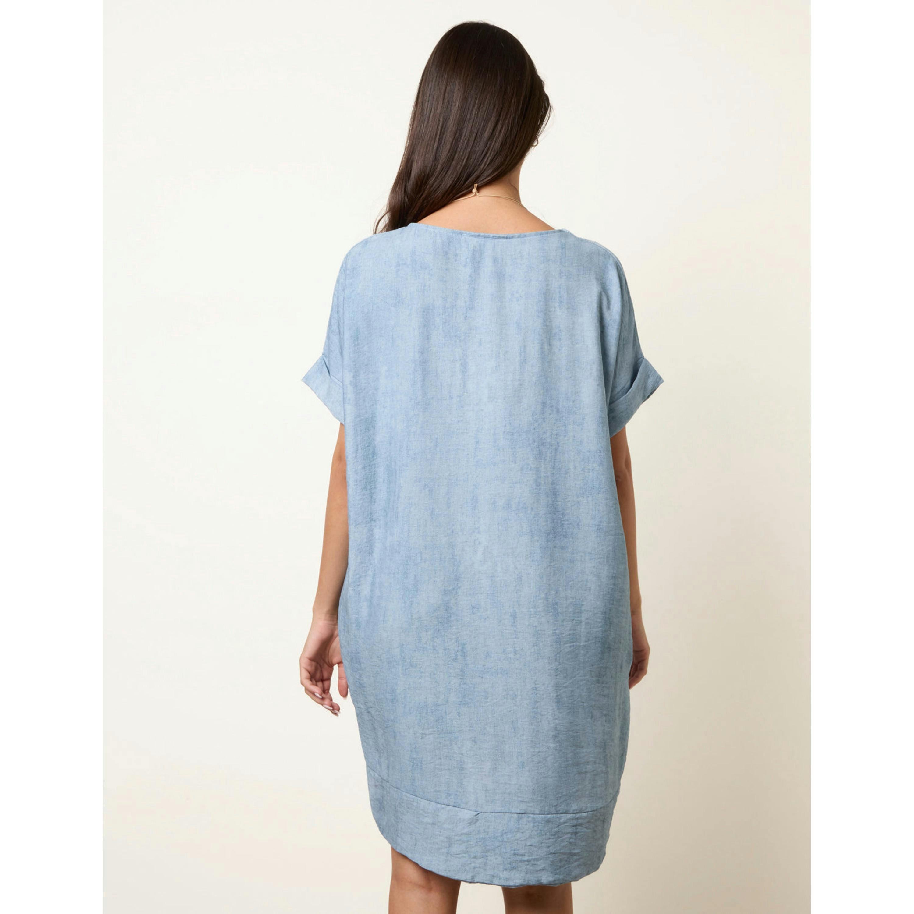 Blue Vanilla Washed Effect Tunic Dress  in Blue , view 2 of 4