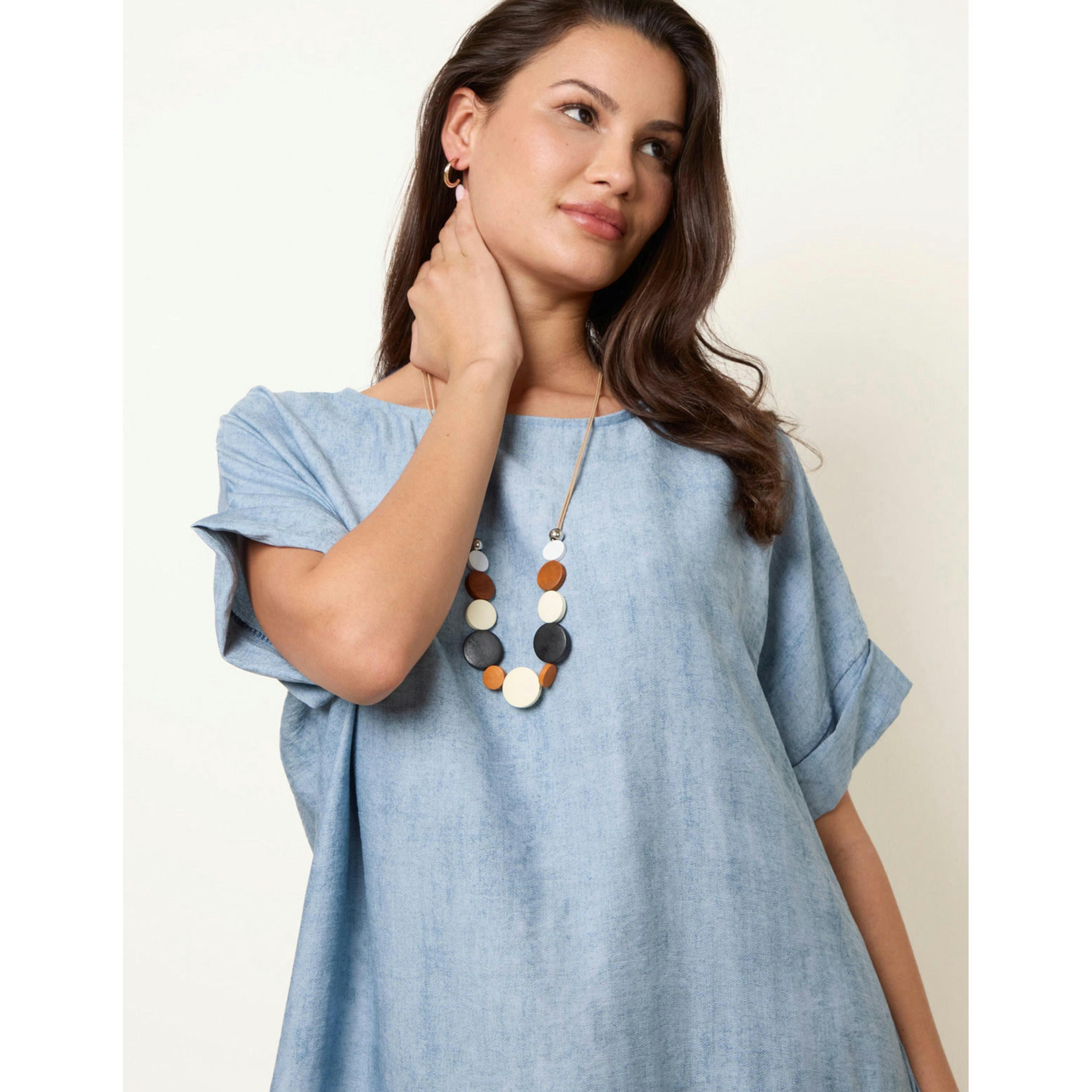 Blue Vanilla Washed Effect Tunic Dress  in Blue , view 3 of 4