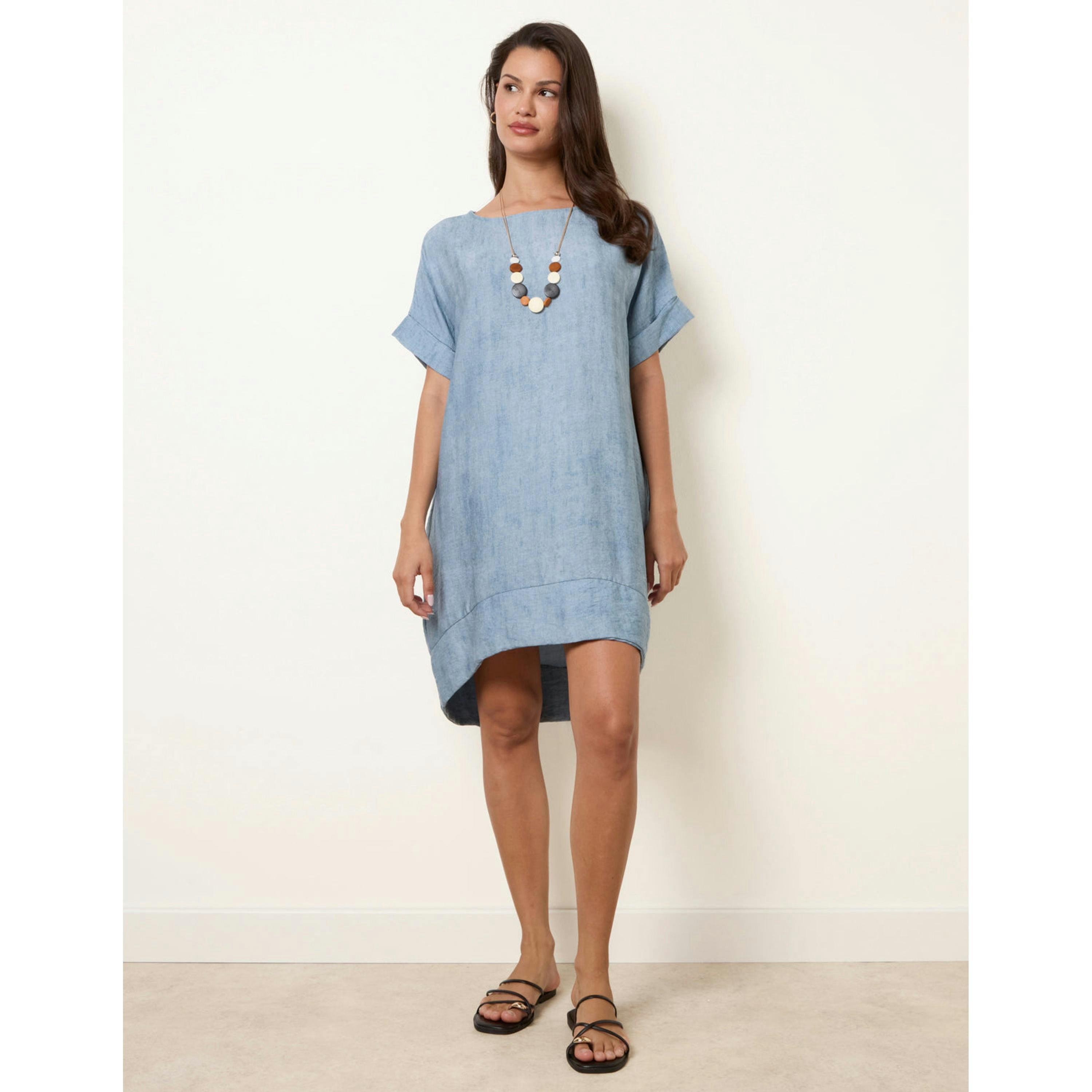Blue Vanilla Washed Effect Tunic Dress  in Blue , view 4 of 4