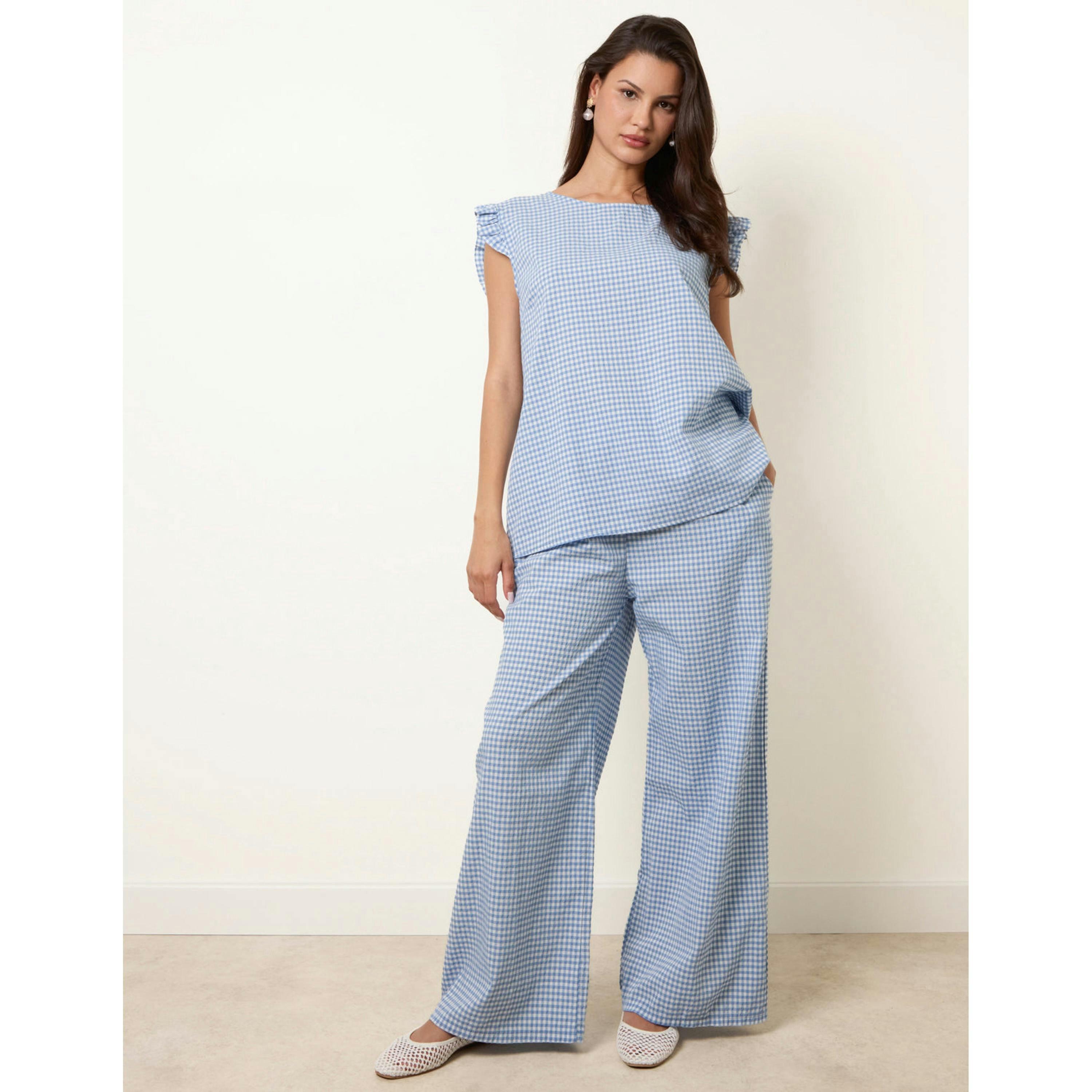 Blue Vanilla Two Piece Gingham Set  in Blue , view 1 of 4