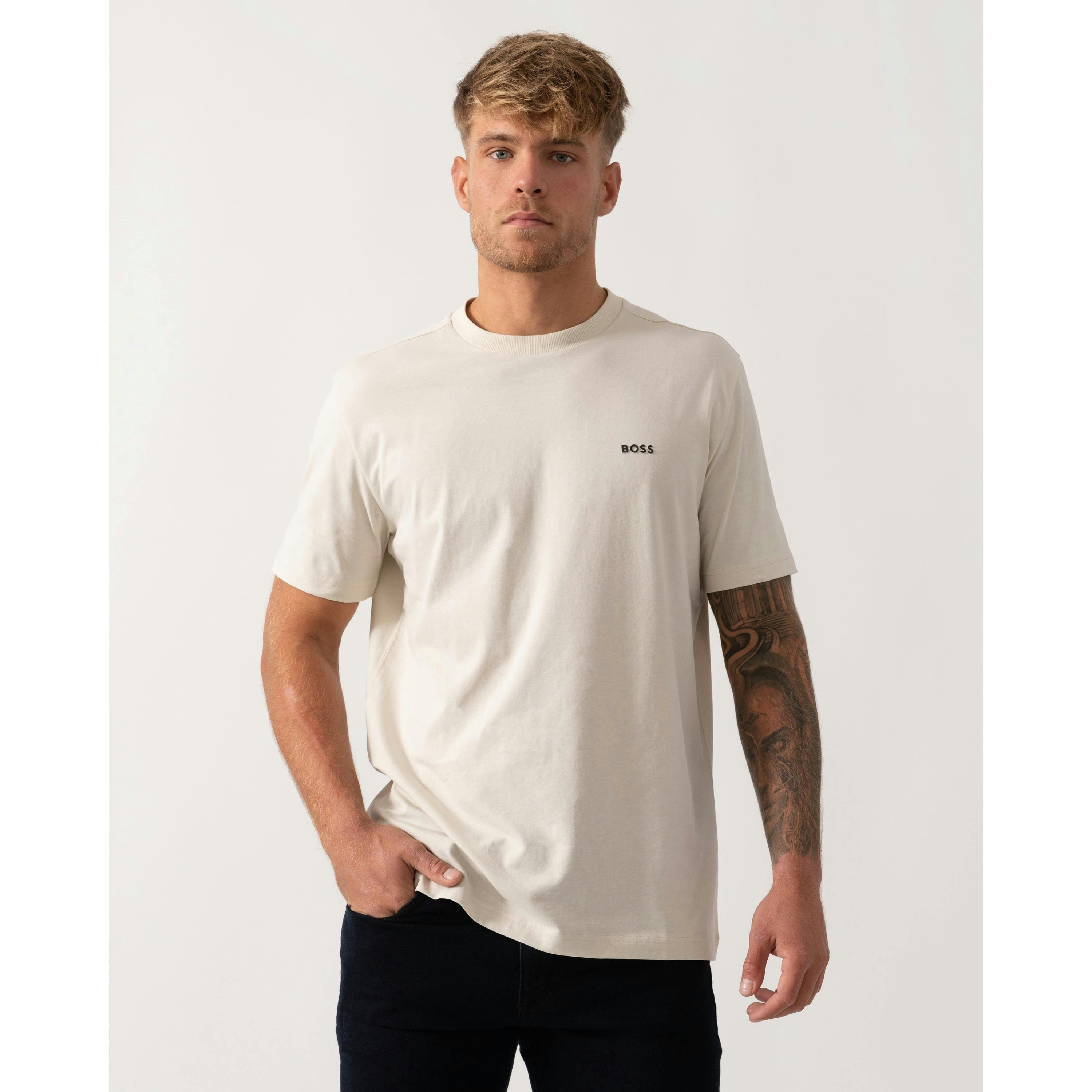 Hugo Boss Contrast Logo T-Shirt  in Ivory , view 1 of 4